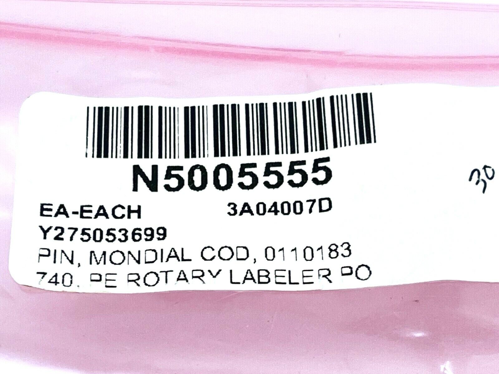 PE USA Y275053699 Mondial COD Pin 0110183740 for PE Rotary Labeler - Maverick Industrial Sales