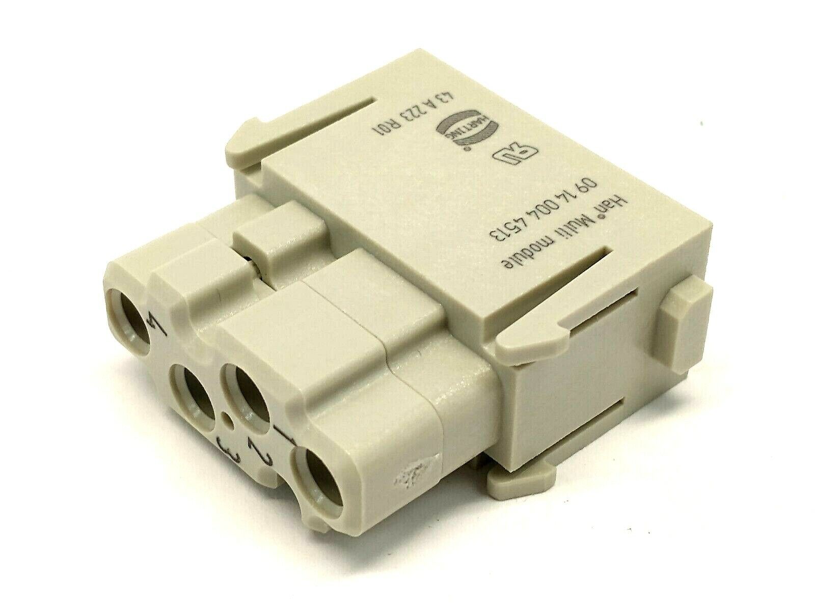 Harting 09140044513 Han Multi Module 4-Contact Female Connector Insert LOT OF 2 - Maverick Industrial Sales