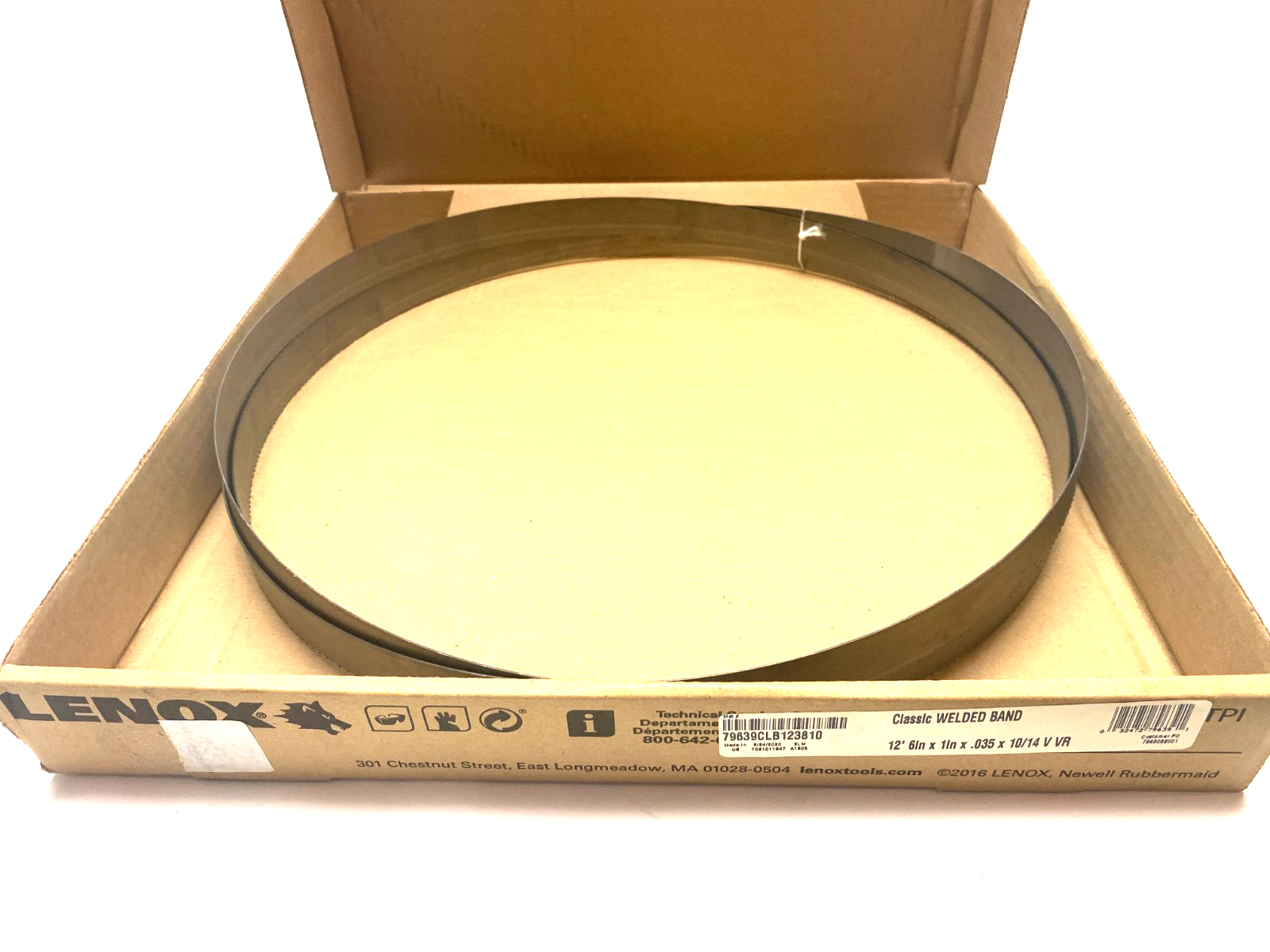 Lenox 79639CLB123810 Welded Bandsaw Blade: 12' 6 Long x 1" Wide x 10 to 14 TPI - New – Open box - Maverick Industrial Sales