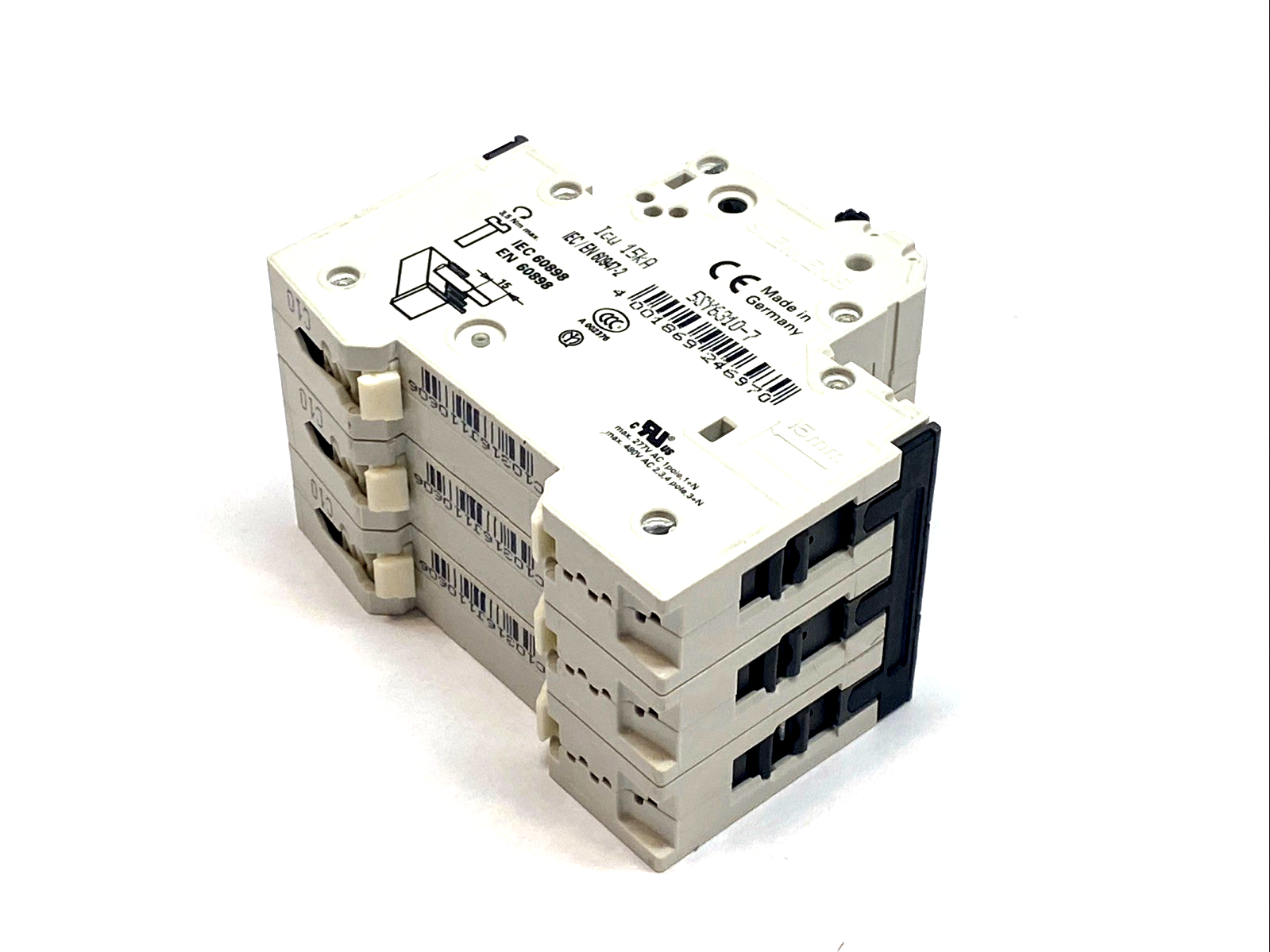 5SY6310-7 | Siemens SENTRON 3‑Pole C10 10A 400V 6kA Miniature Circuit Breaker - Used - Maverick Industrial Sales