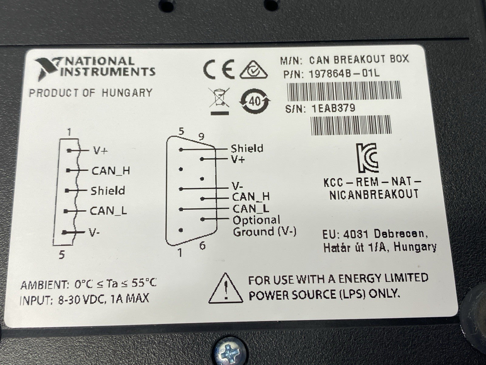 National Instruments Can 197864B-01L | National Instruments 197864B-01L CAN Breakout Box 8-30VDC