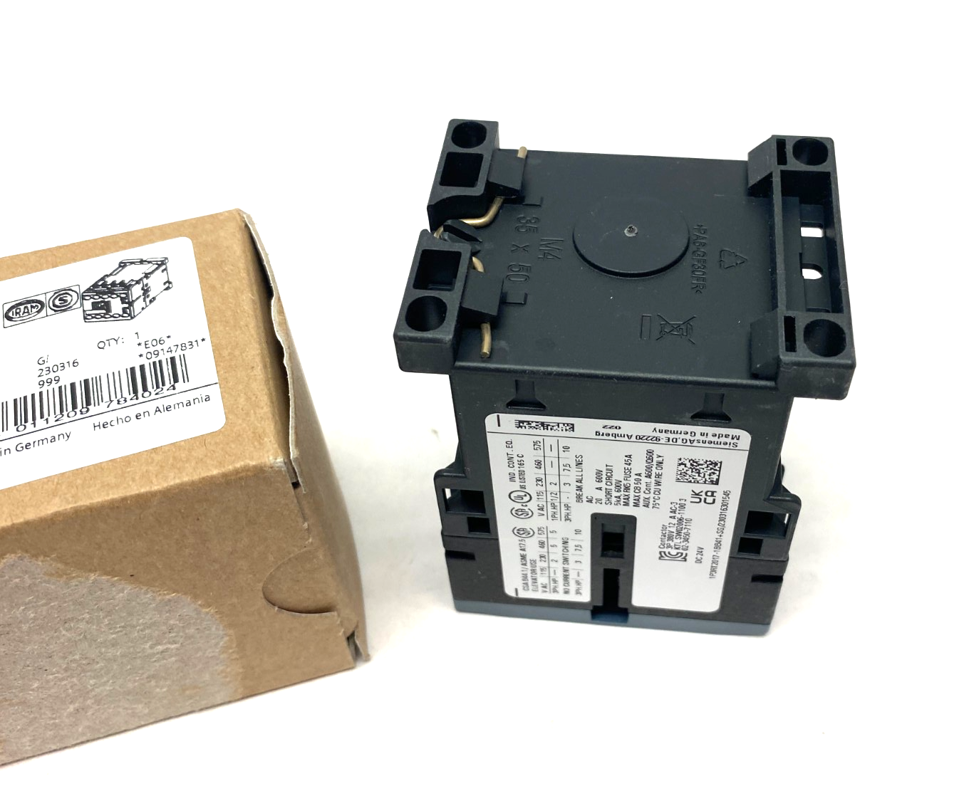 Siemens 3RT2017-1BB41 Sirius Contactor 12A, 400V, 5.5kW, 1NO - Maverick Industrial Sales