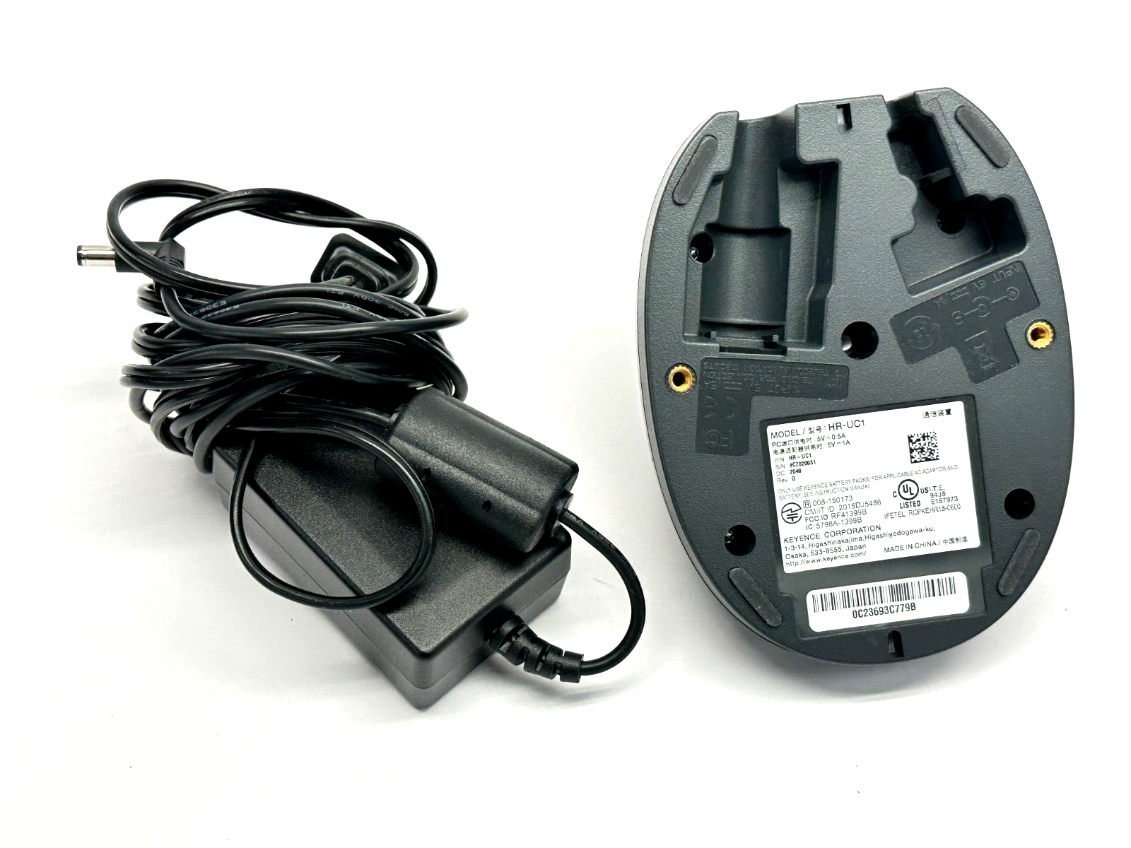 Keyence HR-UC1 Rev. G Communication Unit Charging Base w/ OP-88046 Power Supply - Maverick Industrial Sales