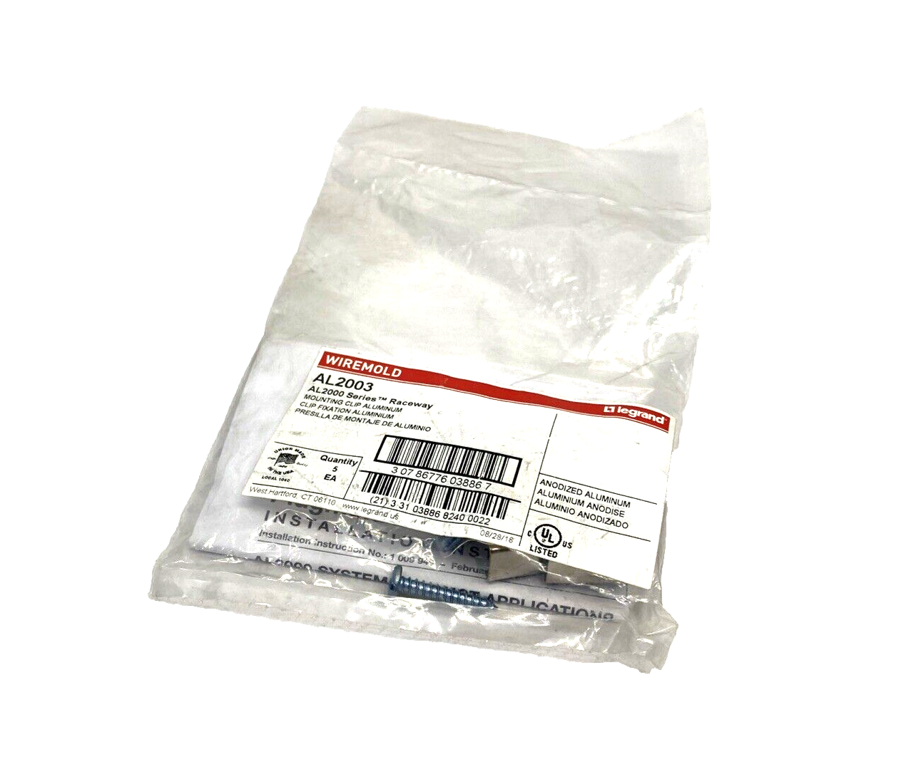 Legrand AL2003 Wiremold Spring Steel Mounting Clip PACK OF 5 - Maverick Industrial Sales