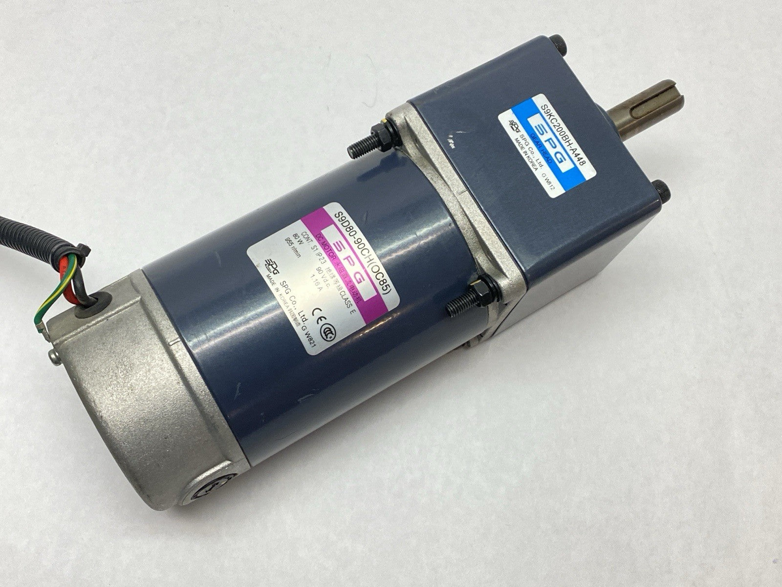 S9D80-90CH(OC85) | SPG Gear Motor 955RPM 90VDC 80W w/ S9KC200BH-A448 Gear Head - Used - Maverick Industrial Sales