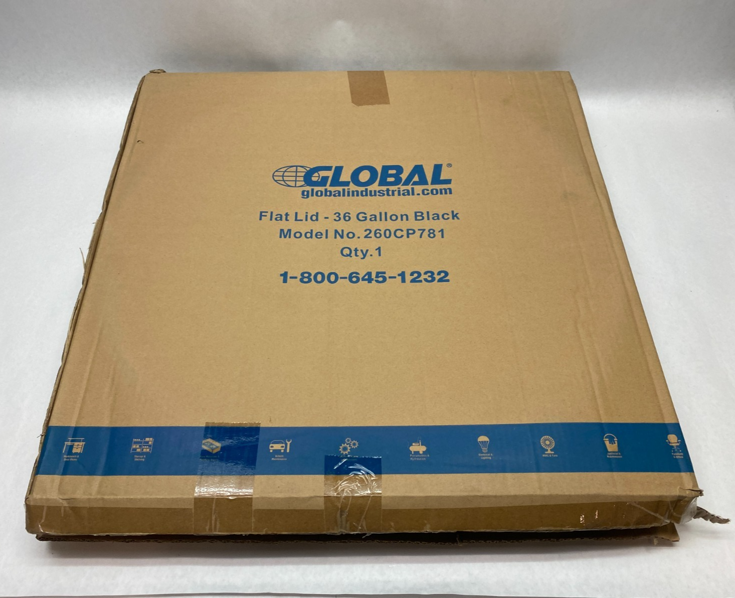 260CP781 | Global Industrial Steel Flat Lid, Black, for 36gal Trash Can - New - Maverick Industrial Sales