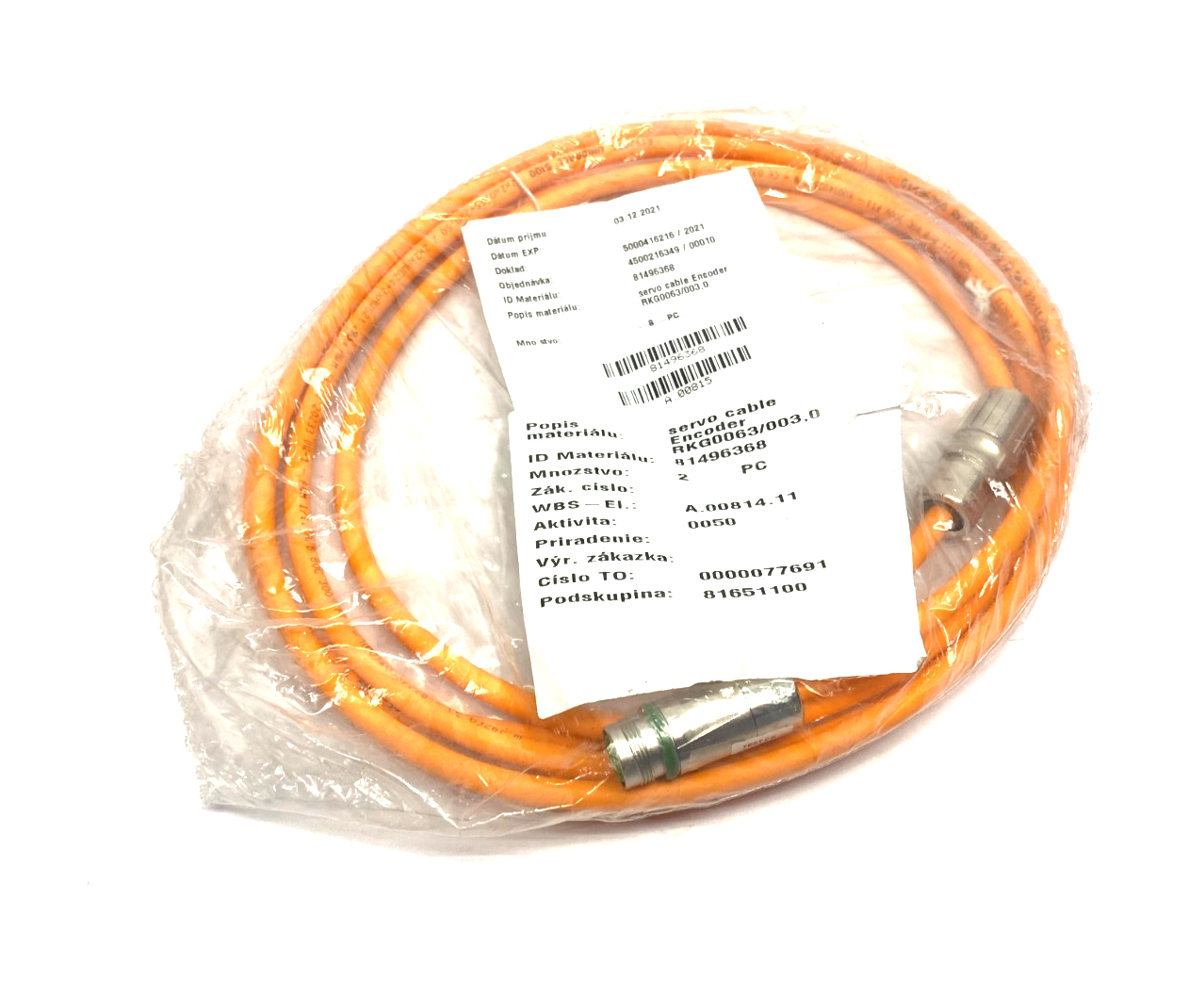 Bosch Rexroth R911382672 Servo Encoder Power Cable RKG0063/003,0 - Maverick Industrial Sales