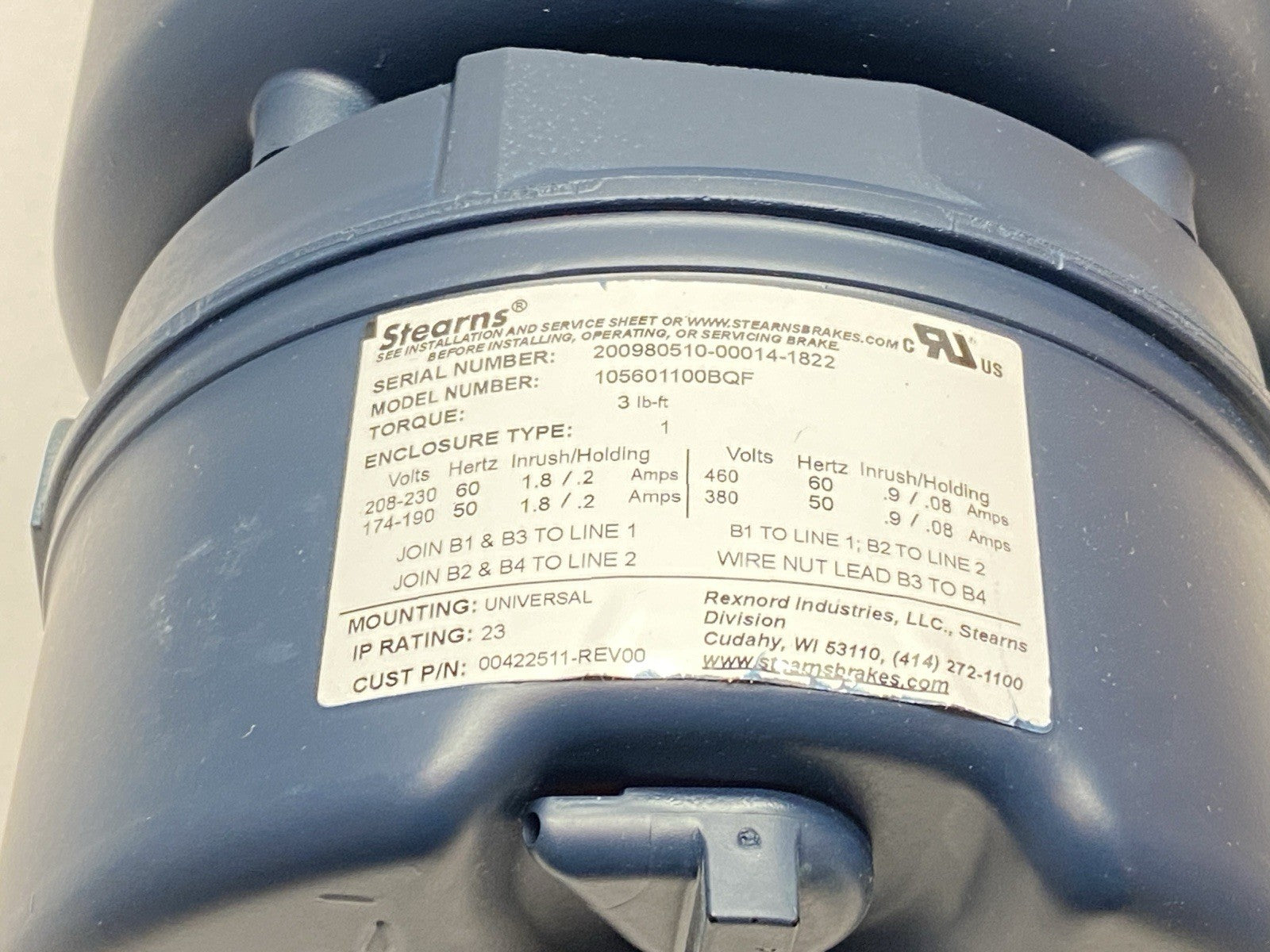 Leeson 114159.00 Electric Brake Motor 1/2HP 1725RPM 208-230/460V 3PH C6T17FC111F - Maverick Industrial Sales