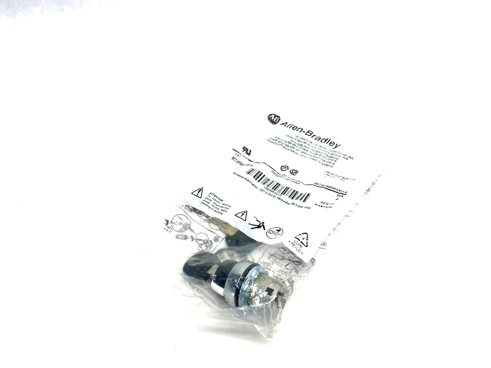 Allen Bradley 800FM-KR21 Ser. A Key Selector Switch Spring Return 22mm 2-Pos - Maverick Industrial Sales