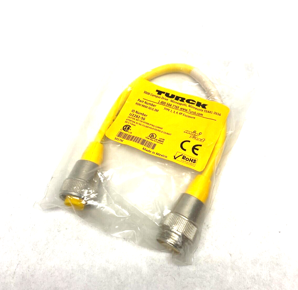 Turck RSM RKM 50-0.3M Minifast Double Ended Connection Cordset U2282-56 - Maverick Industrial Sales