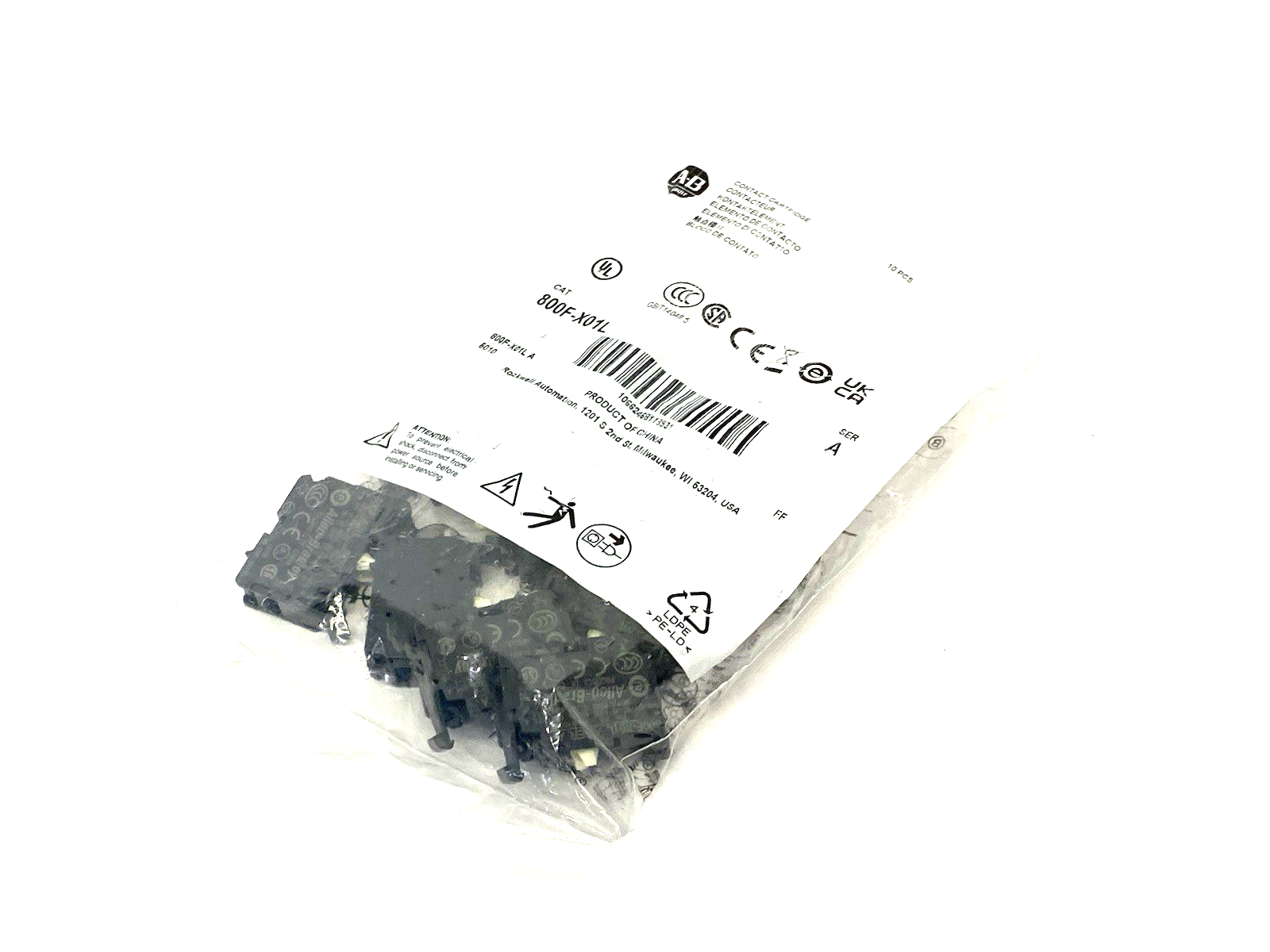 Allen Bradley 800F-X01L Ser. A Contact Cartridge Block PKG OF 8 - Maverick Industrial Sales