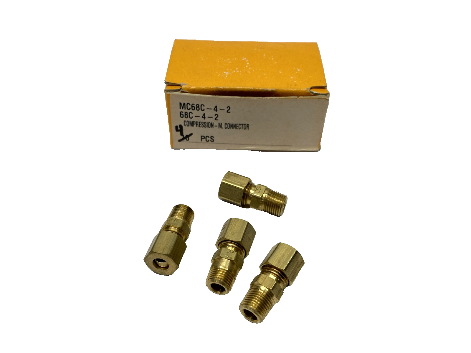 Parker 68C-4-2 Brass Compression Fitting 1/8" Male NPT x 1/4" Compression 4-PK - Maverick Industrial Sales