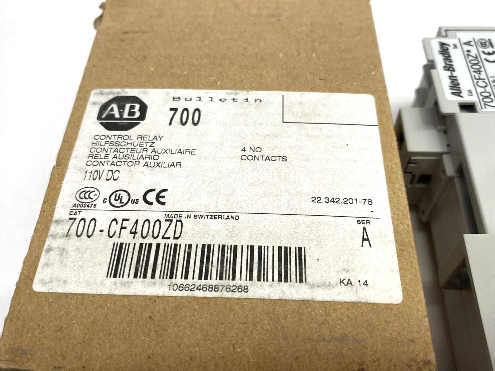 700-CF400ZD | Allen Bradley Ser. A Industrial Control Relay 4 NO Contacts - New – Open box - Maverick Industrial Sales