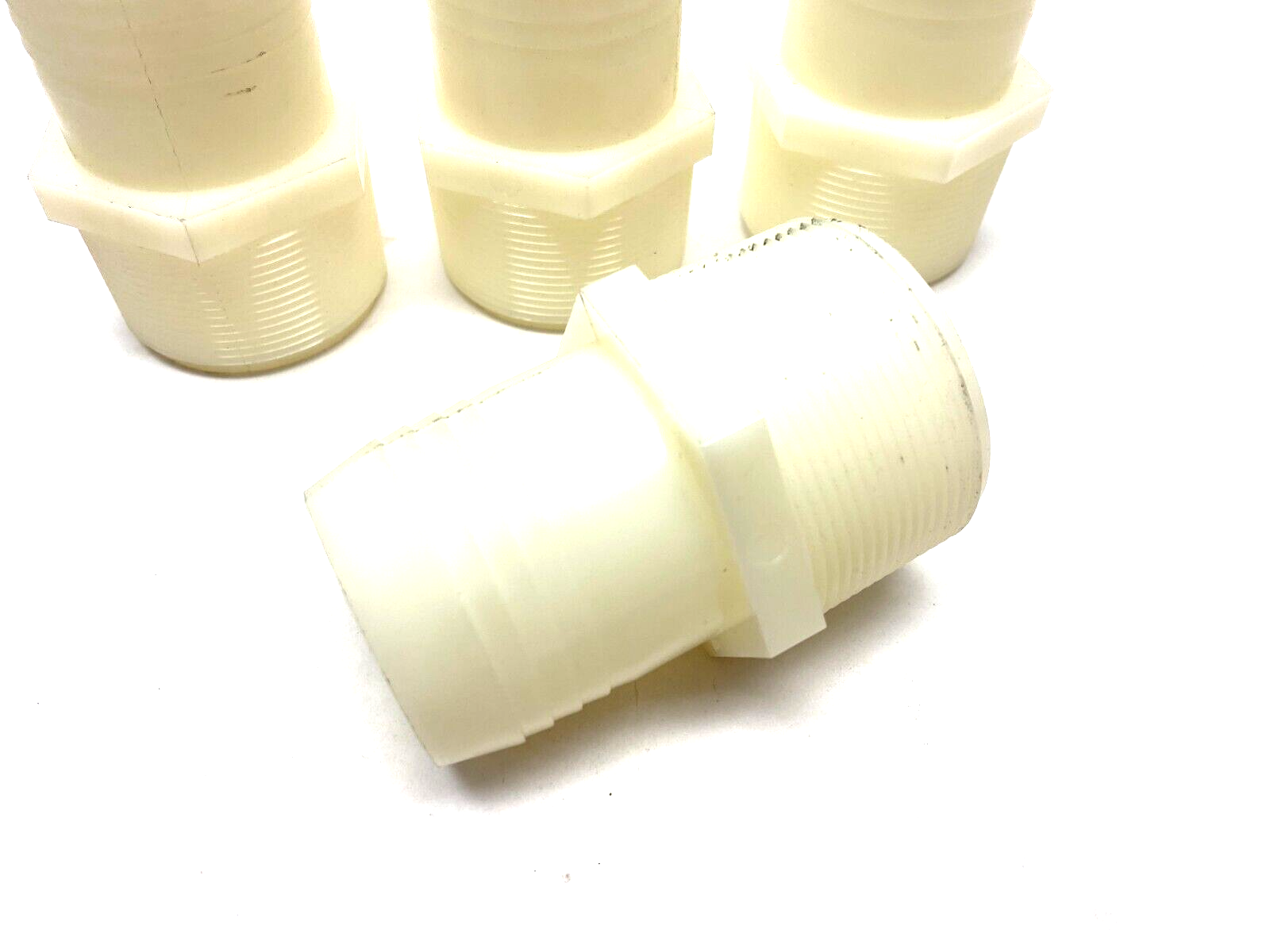 2" x 2" Male NPT Thread Barbed Hose Fitting Cream Color PVC LOT OF 4 - Maverick Industrial Sales