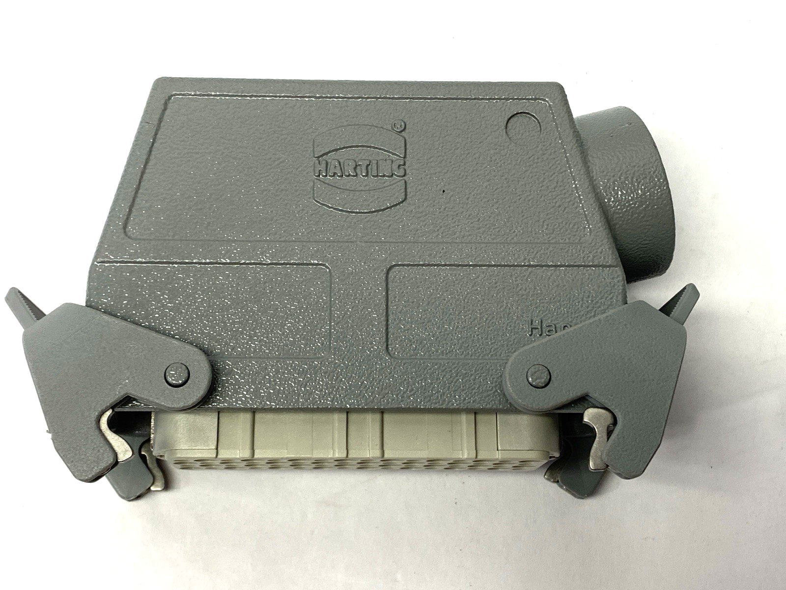 Amphenol C14610B0640002 Connector w/ Harting Han B Hood Side Entry 2 Levers M32 - Maverick Industrial Sales