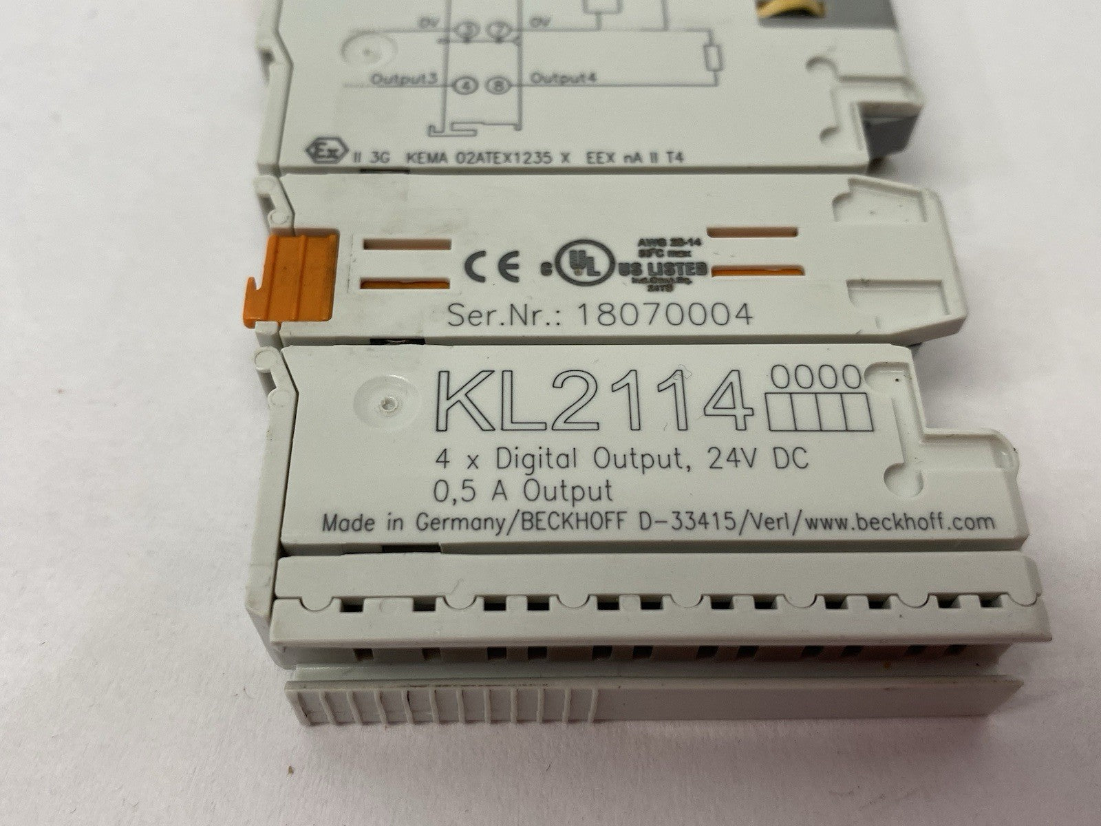Beckhoff KL2114 Bus Terminal, 4-channel digital output, 24 V DC, 0.5 A - Maverick Industrial Sales