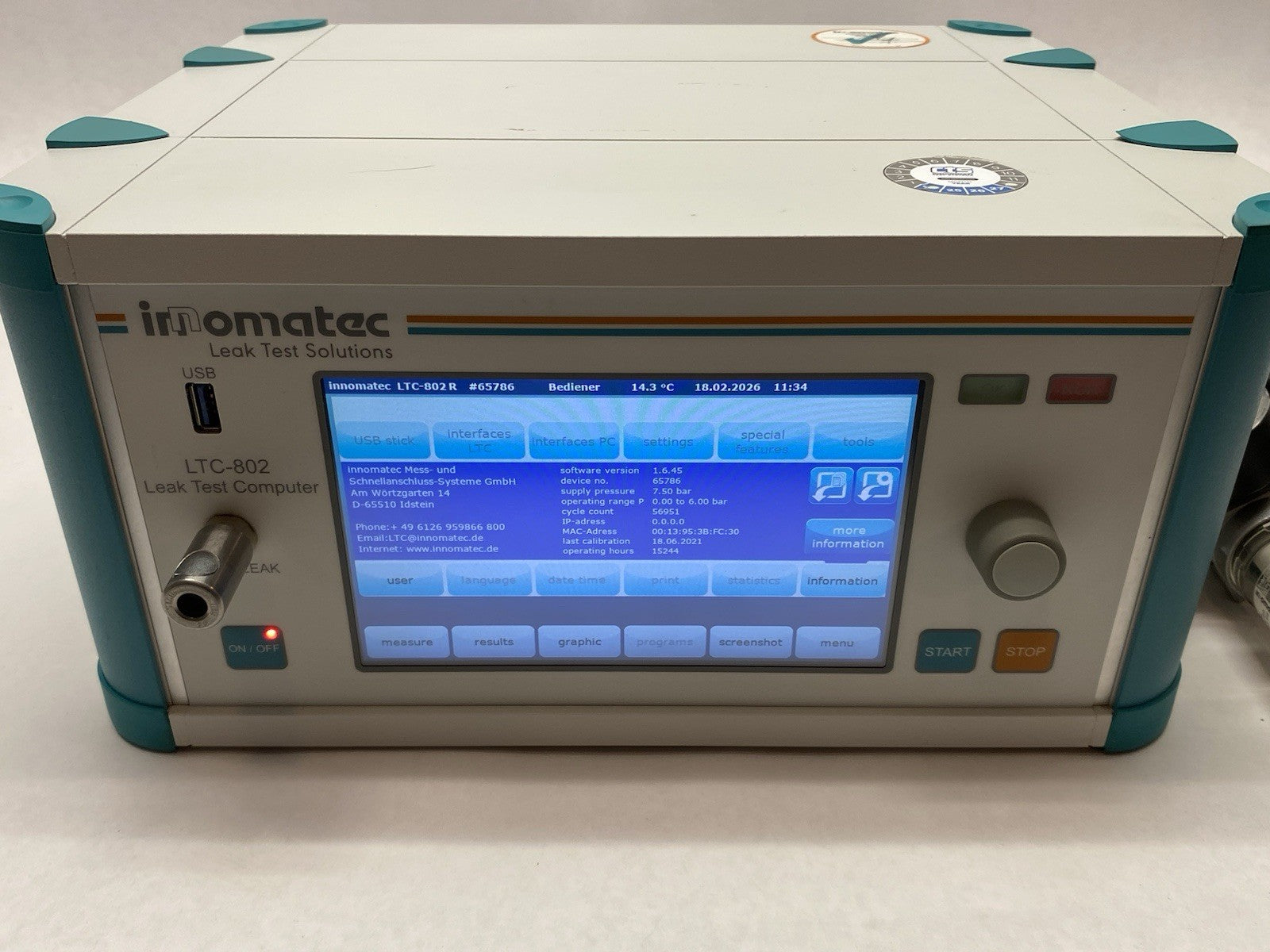 Innomatec LTC-802 Configurable Leak Test Computer, Single Channel, Kit - Maverick Industrial Sales