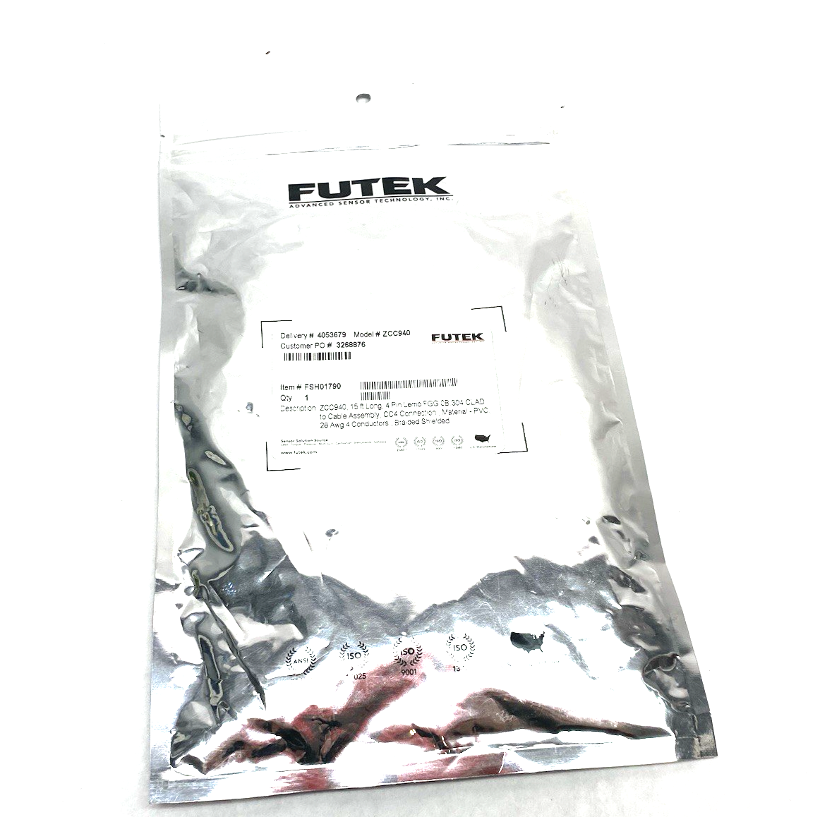 ZCC940 | Futek Cable Assembly 4-Pin Lemo FGG.0B.304.CLAD 15ft FSH01790 - New - Maverick Industrial Sales