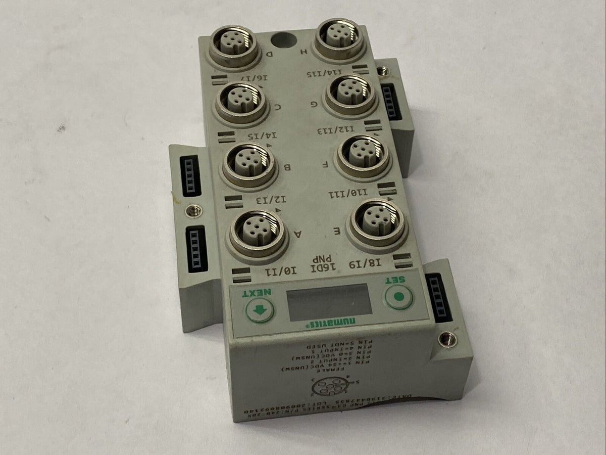 240-205 | Numatics Digital I/O Module 16x PNP Input 5-Pin M12 Ports CHIPPED CASE - Used - Maverick Industrial Sales