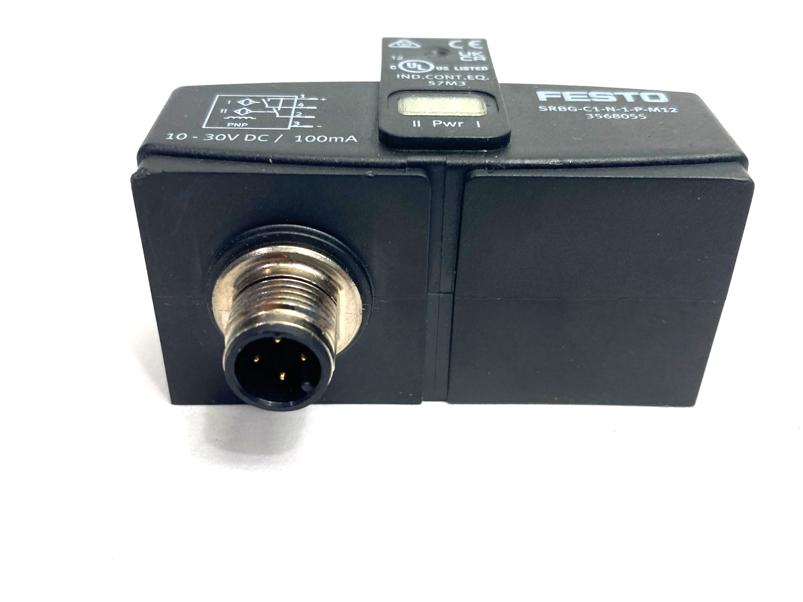 SRBG-C1-N-1-P-M12 | Festo 3568055 Inductive Sensorbox, Angular, BROKEN MOUNT HOLE - Used - Maverick Industrial Sales