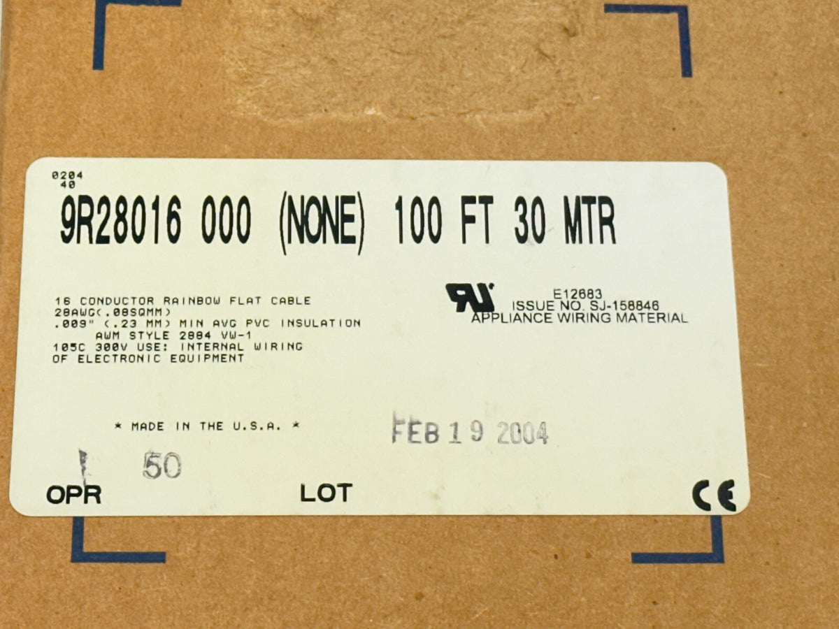 9R28016 000100 | Belden Flat Rainbow Cable 9R280XX Series #28-16c PVC 100ft - New – Open box - Maverick Industrial Sales