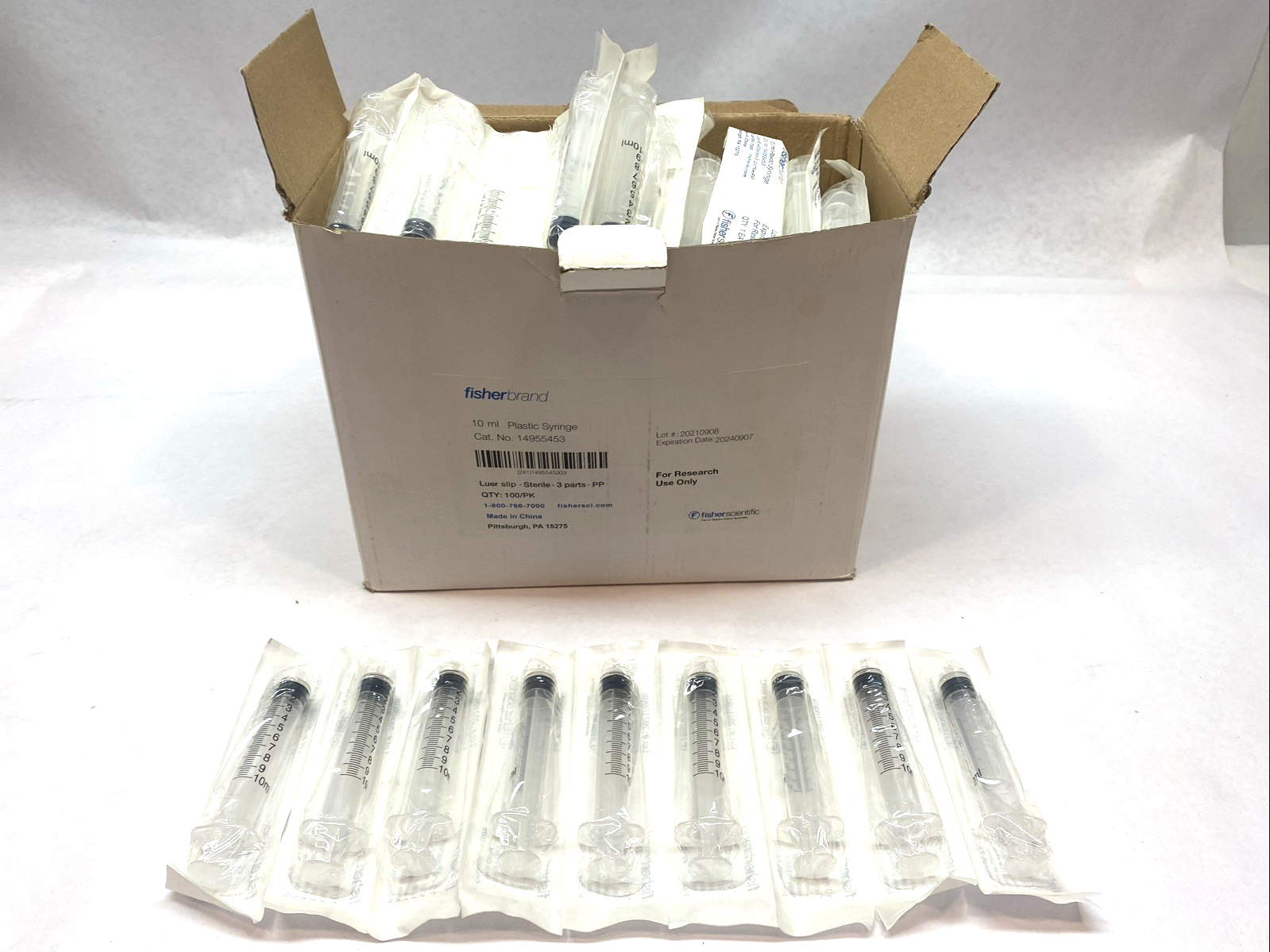 Fisher Scientific 14955453 10 mL Luer Slip Syringe Sterile Disposable PKG OF 87 - Maverick Industrial Sales