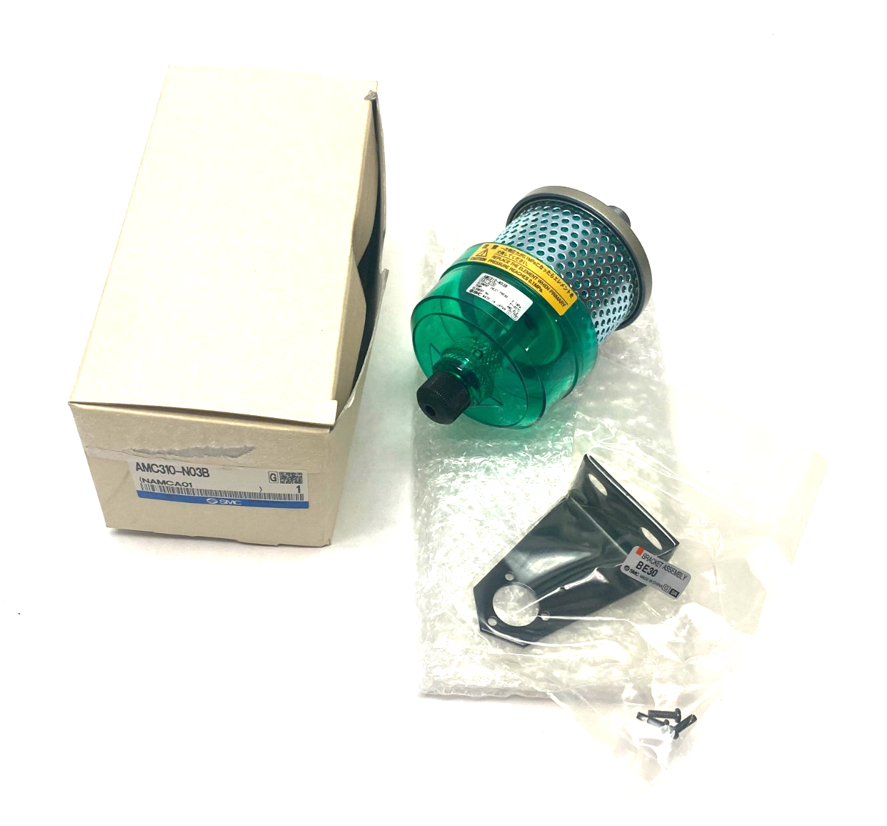 SMC AMC310-N03B Pneumatic Exhaust Cleaner 3/8" NPT W/ Bracket - Maverick Industrial Sales