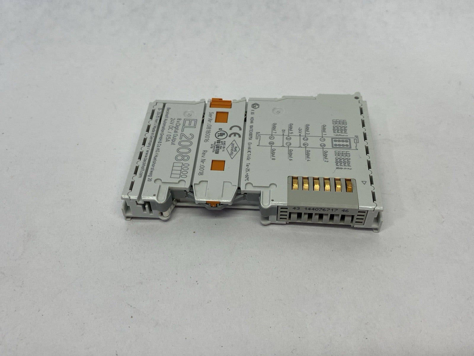 Beckhoff EL2008 EtherCAT Terminal, 8-channel digital output, 24 V DC, 0.5 A - Maverick Industrial Sales