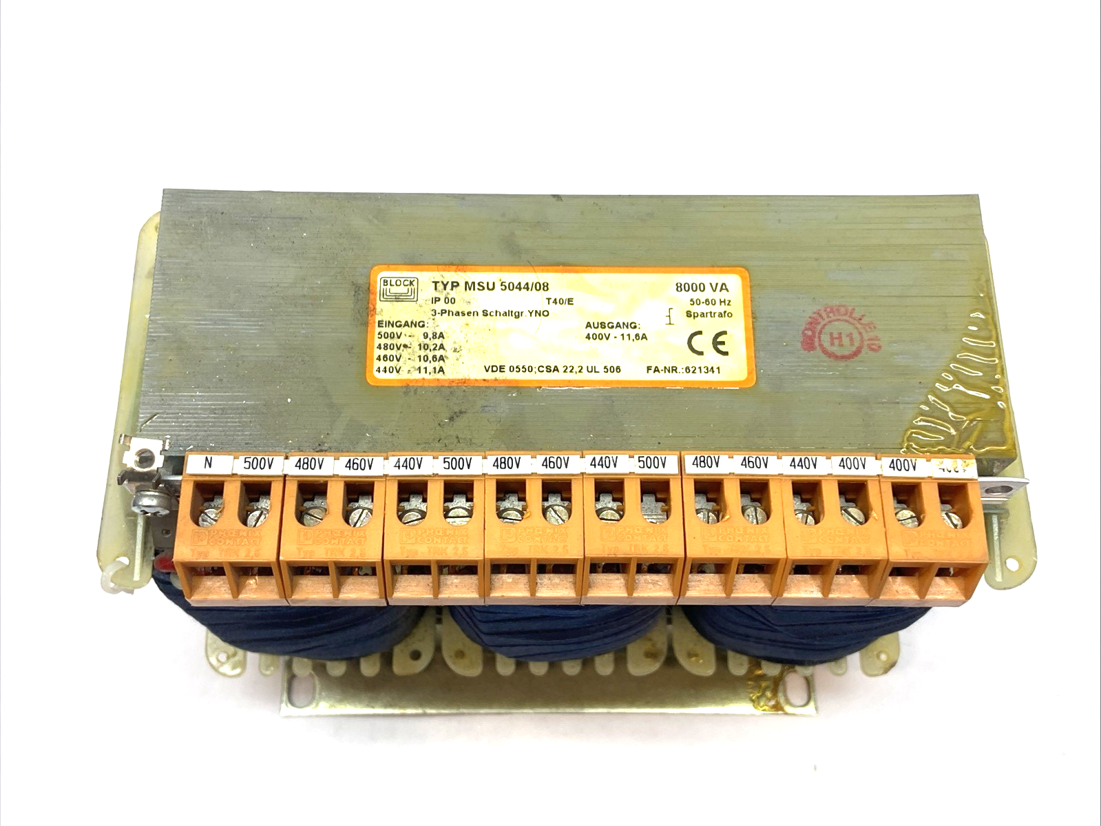 BLOCK MSU 5044/08 3-Phase Auto Transformer 8000VA 500V 50-60HZ - Maverick Industrial Sales