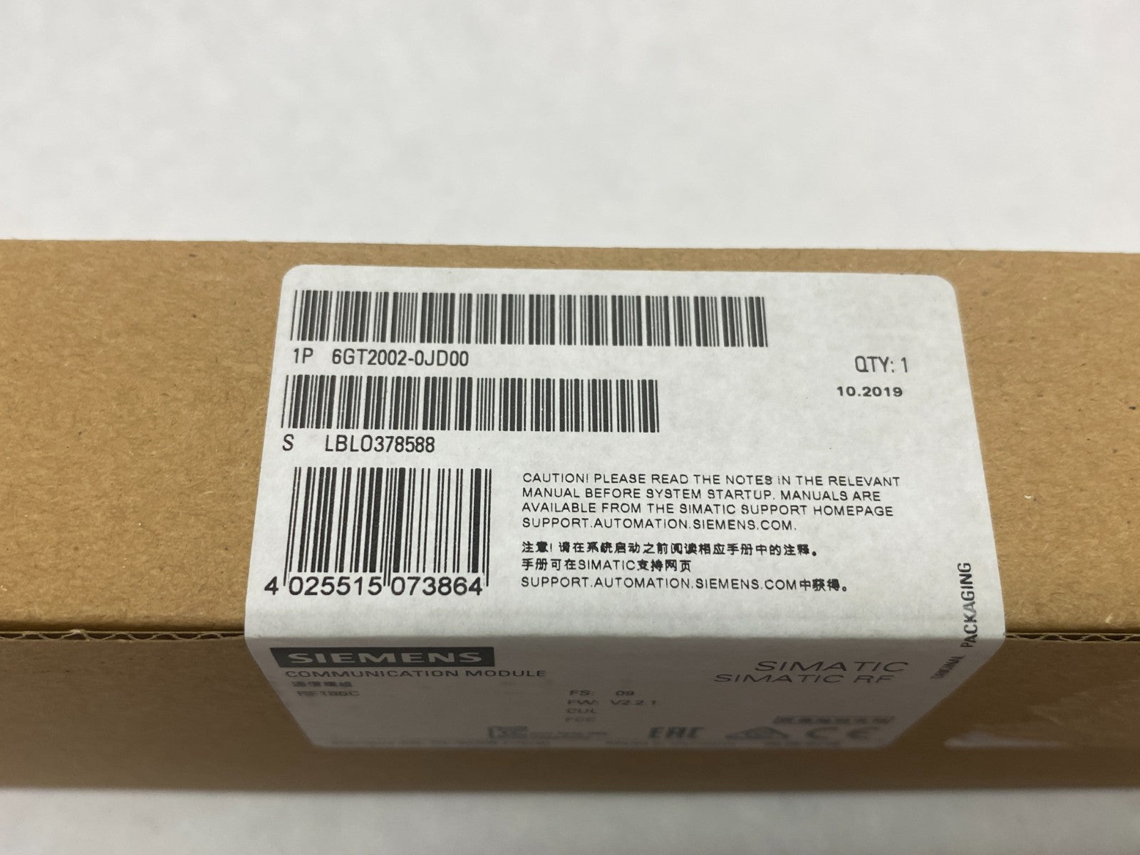 Siemens 6GT2002-0JD00 SIMATIC RF RFID Communications Module RF180C - Maverick Industrial Sales