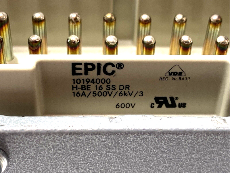 EPIC 10194000 Heavy Duty Industrial Connector H-BE 16 SS DR w/ Hood - Maverick Industrial Sales