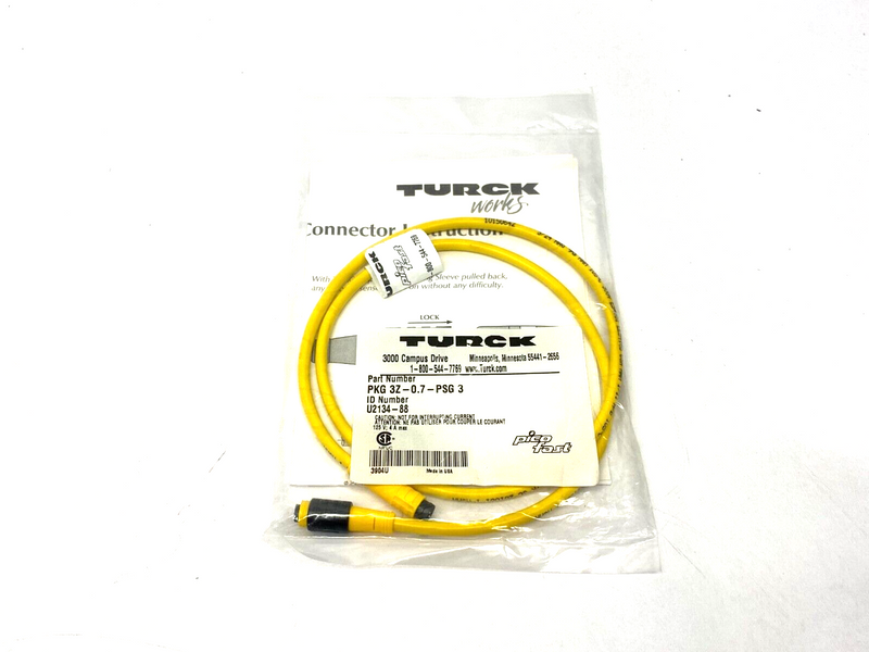 Turck PKG 3Z-0.7-PSG 3 Picofast Snap-On Connector Cordset U2134-88 - Maverick Industrial Sales