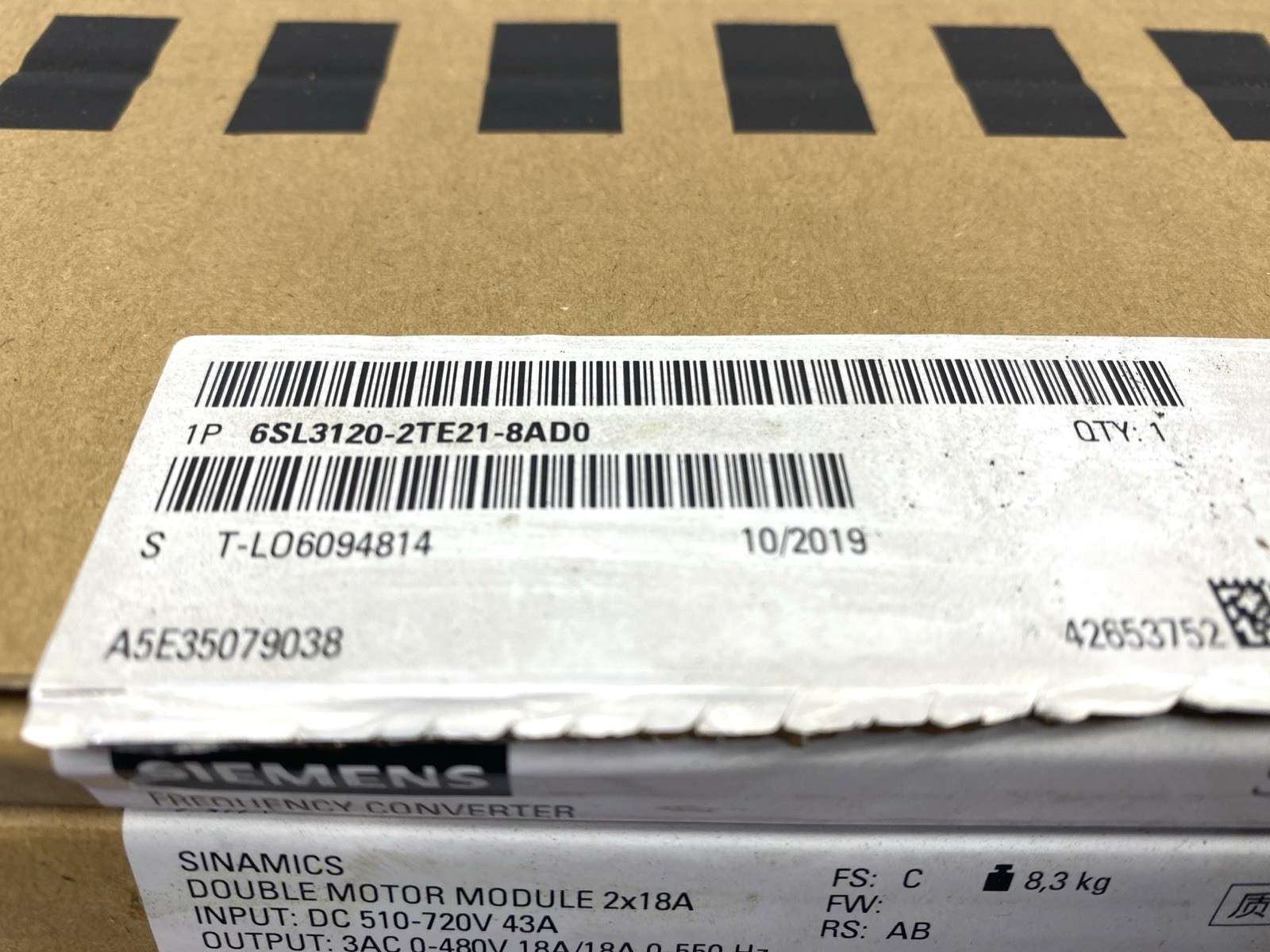 Siemens 6SL3120-2TE21-8AD0 SINAMICS S120 Frequency Converter Double Motor Module - Maverick Industrial Sales