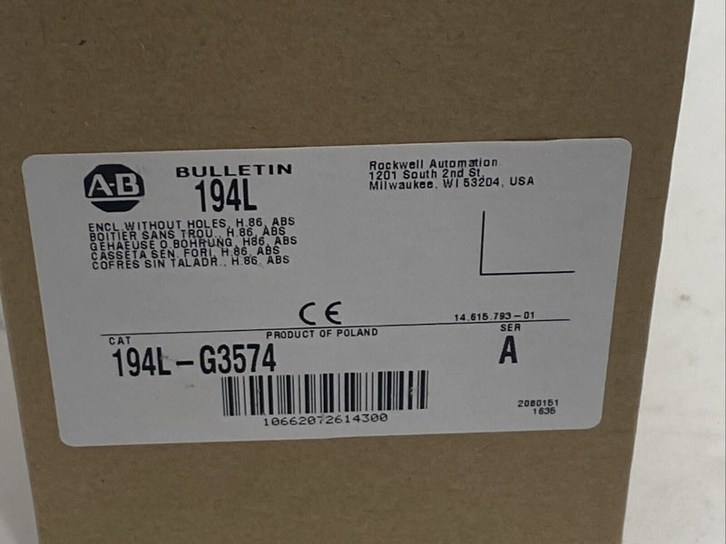 Allen Bradley 194L-G3574 Ser A 194L IP66 ABS Thermoplastic Enclosure - Maverick Industrial Sales