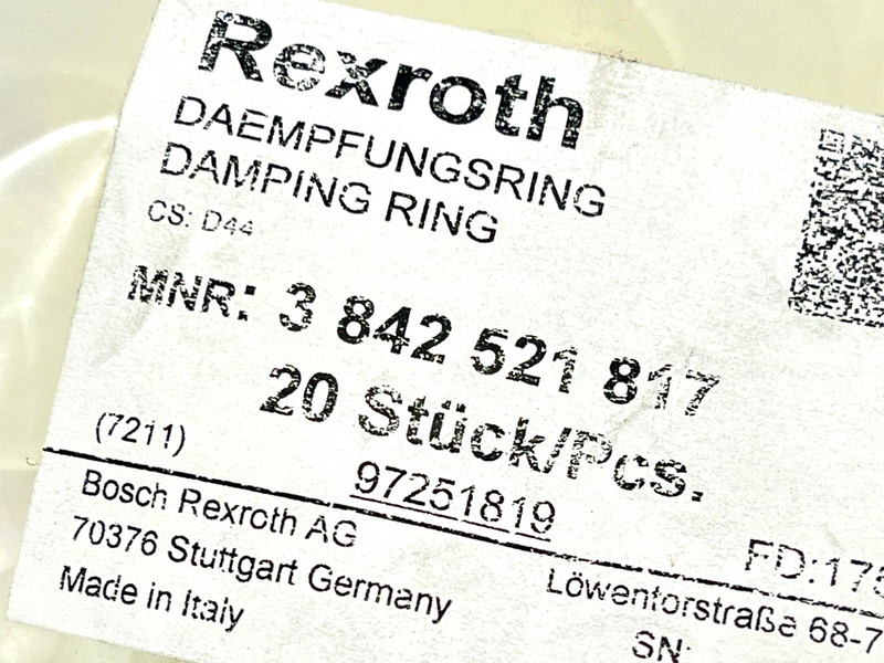 Bosch Rexroth 3842521817 Damping Rings - Maverick Industrial Sales