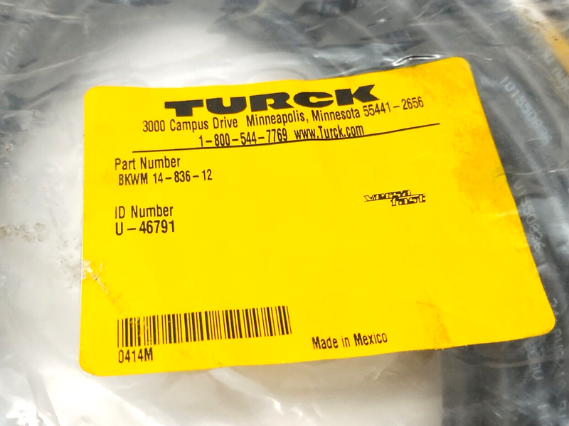 Turck BKWM 14-836-12 Connection Cable M16 Angle Female Versafast 12m U-46791 - Maverick Industrial Sales