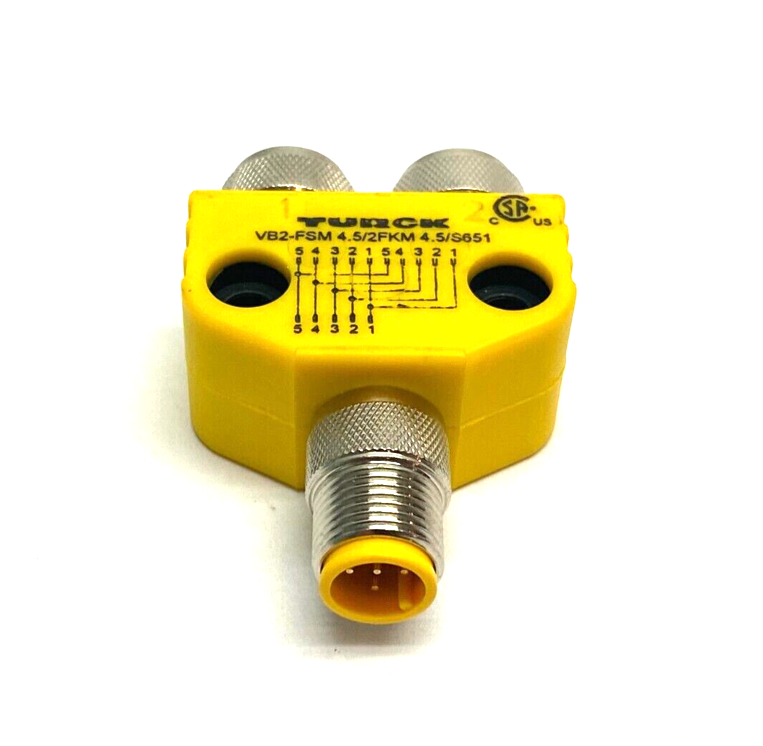 Turck VB2-FSM 4.5/2FKM 4.5/S651 Cable Splitter 2-Branch M12 Eurofast U0098-2 - Maverick Industrial Sales