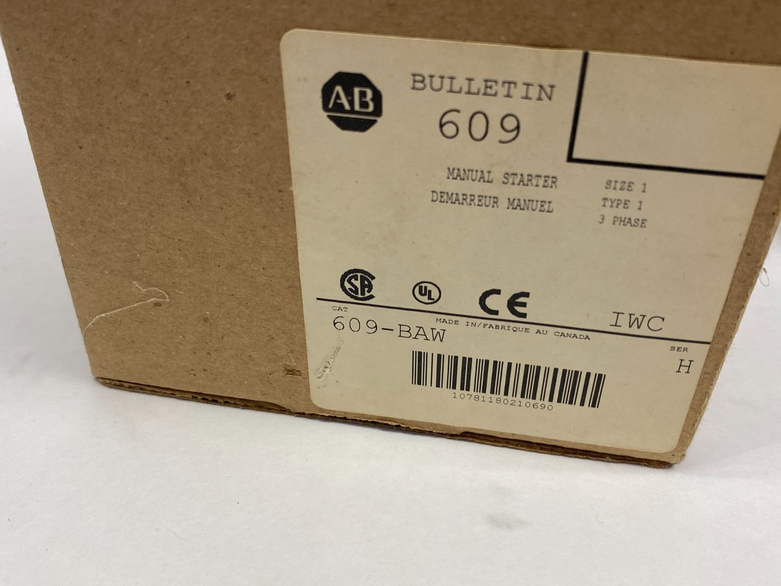 Allen Bradley 609-BAW Ser. H Manual Motor Starter NEMA Size 1, 3-Phase - Maverick Industrial Sales