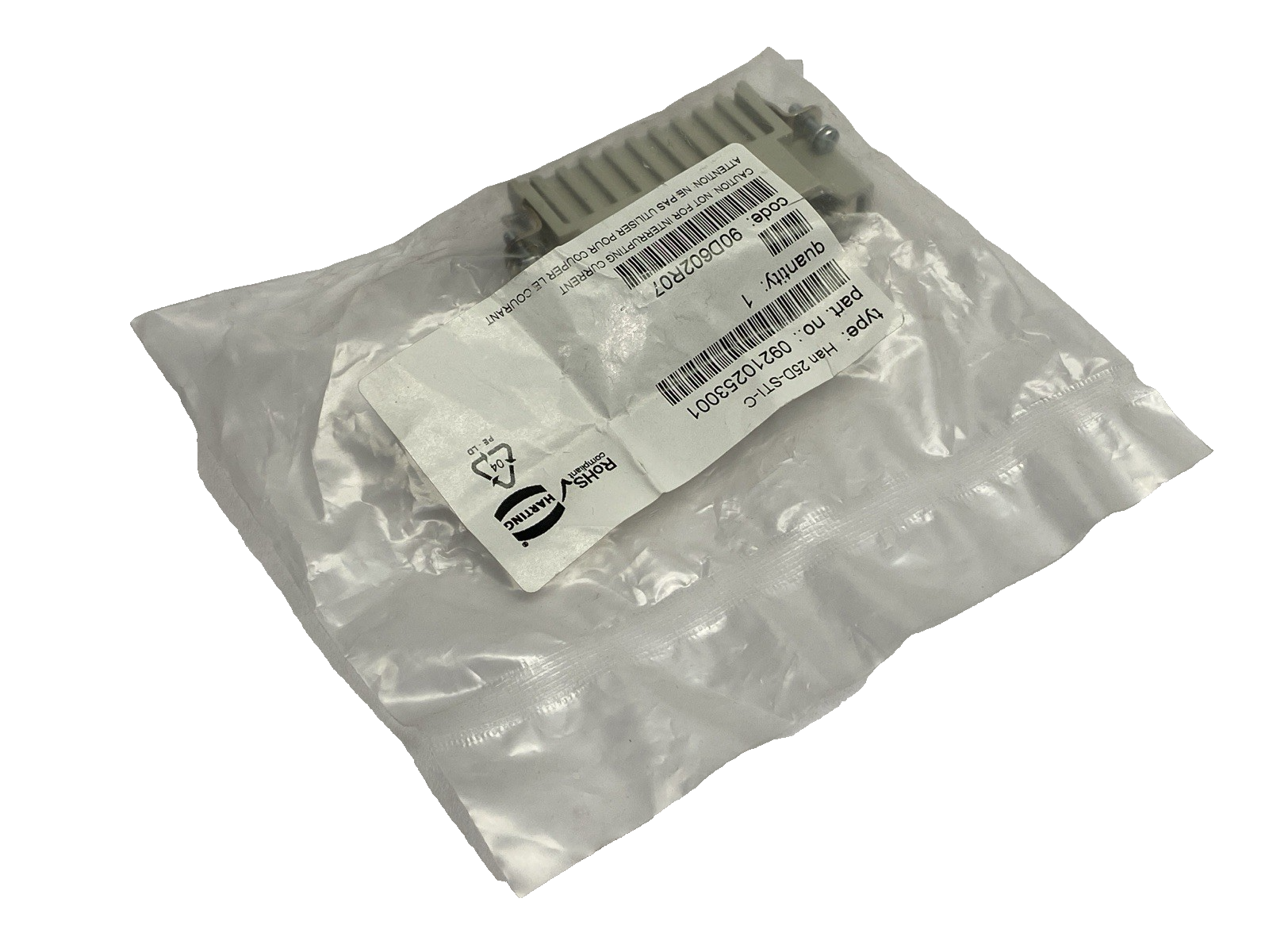 Harting 09210253001 Rectangular Connector Plug Insert Han 25D-STI-C 10A 600V - Maverick Industrial Sales