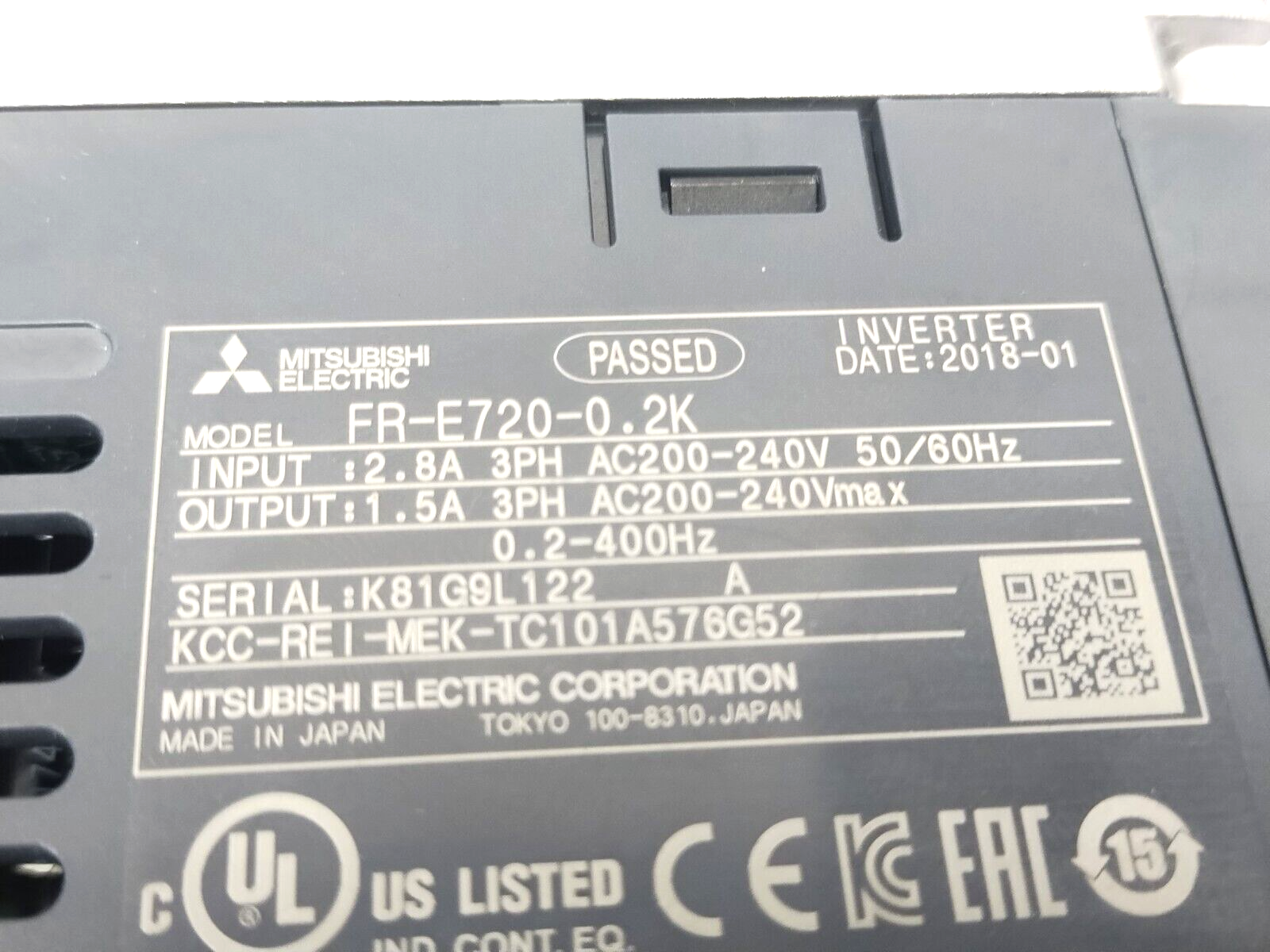Mitsubishi FR-E720-0.2K Variable Frequency Drive 3PH 1/4HP 220/230VAC 0.2kW - Maverick Industrial Sales
