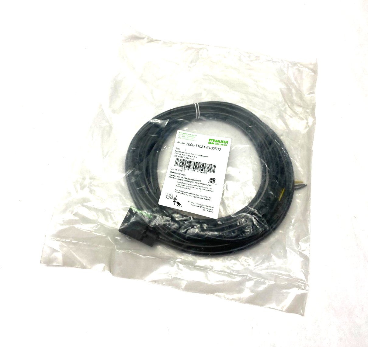Murrelektronik 7000-11081-6160500 MSUD Valve Plug Cordset BI-11mm 180 Degree - Maverick Industrial Sales