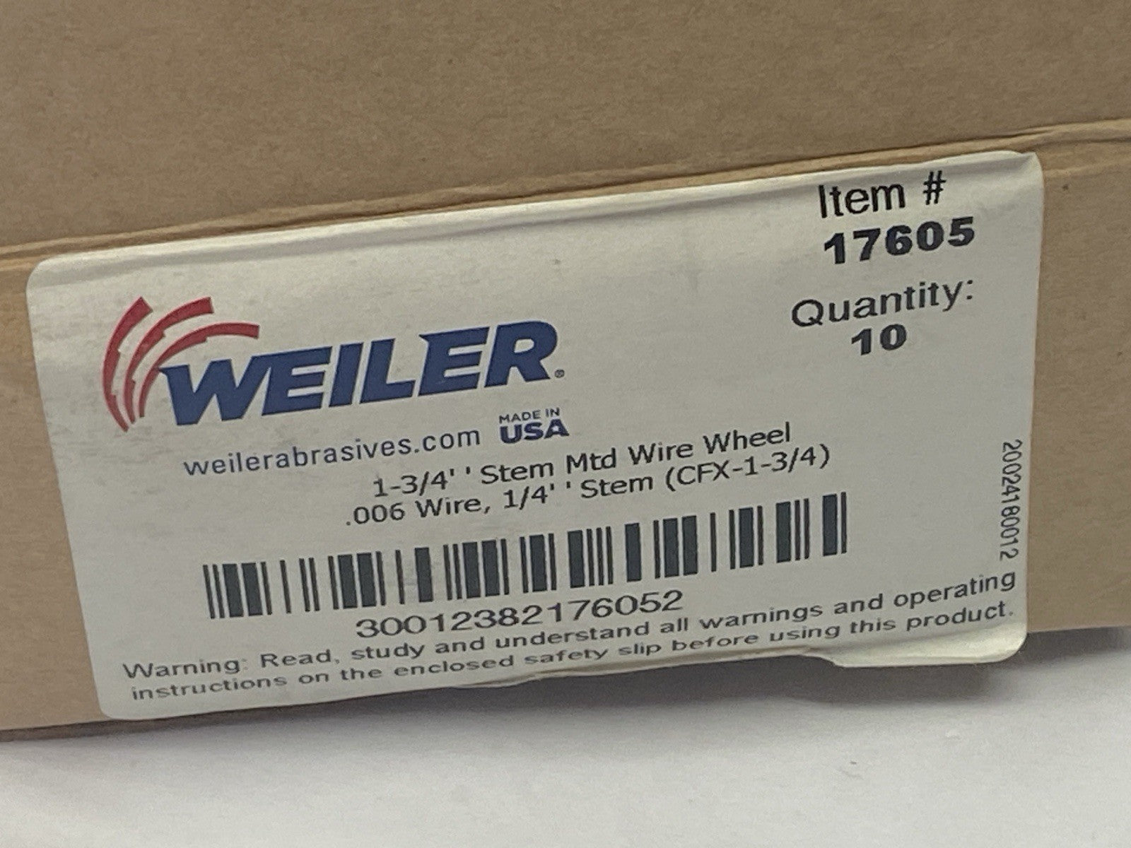 Weiler 17605 Stem-Mounted Crimped Wire Wheel 1.75" Wide 0.25" Stem LOT OF 10 - Maverick Industrial Sales