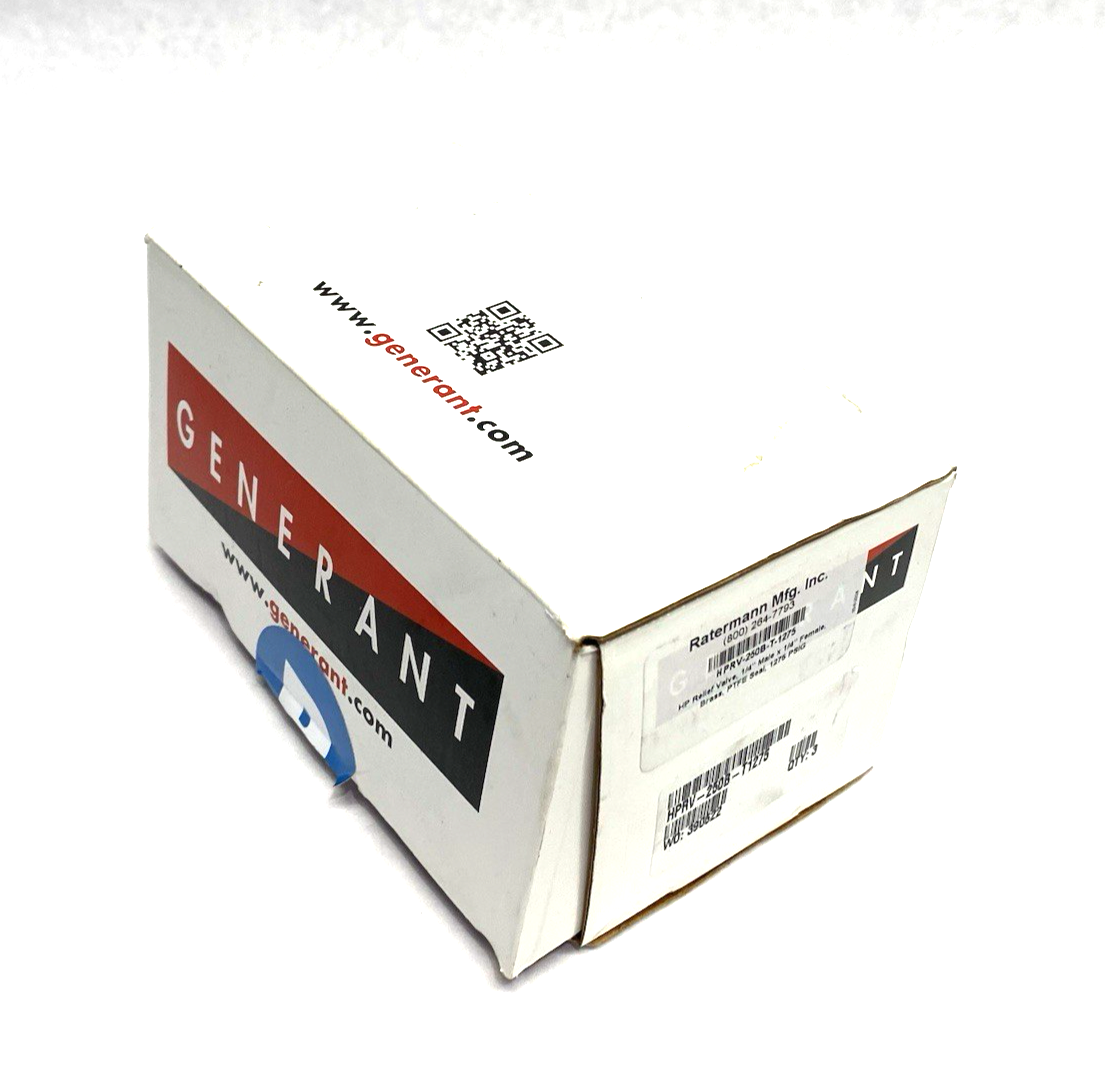 HPRV-250B-T1275 | Generant Inline Relief Valve, 1/4" Male to 1/4" Female, 1275psi - New – Open box - Maverick Industrial Sales