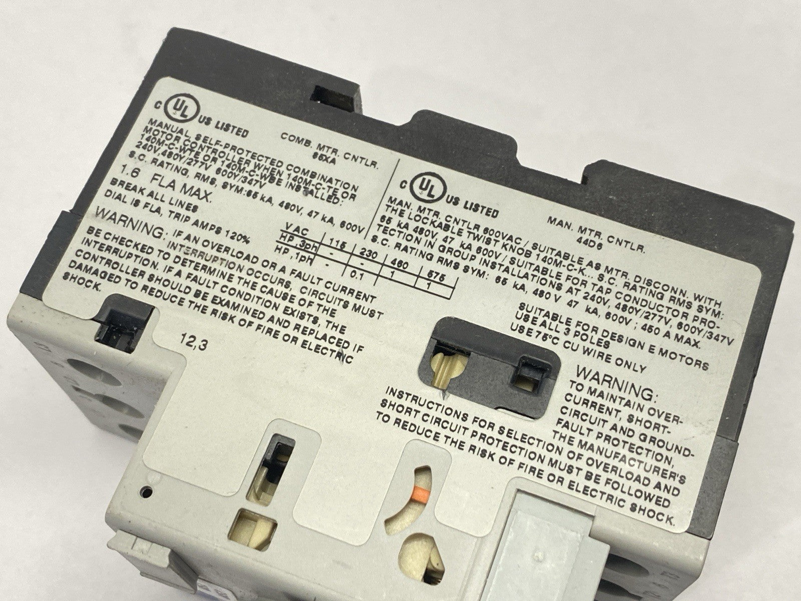 140M-C2E-B16 | Allen Bradley Ser B Motor Starter 1-1.6A w/ 140M-C-AFA10 Contact - Used - Maverick Industrial Sales