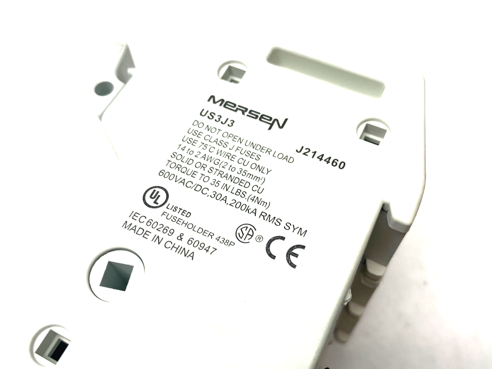 Mersen US3J3 Fuse Holder 3-Pole w/ Bussmann LPJ-30SP Low-Peak Fuses - Used - Maverick Industrial Sales