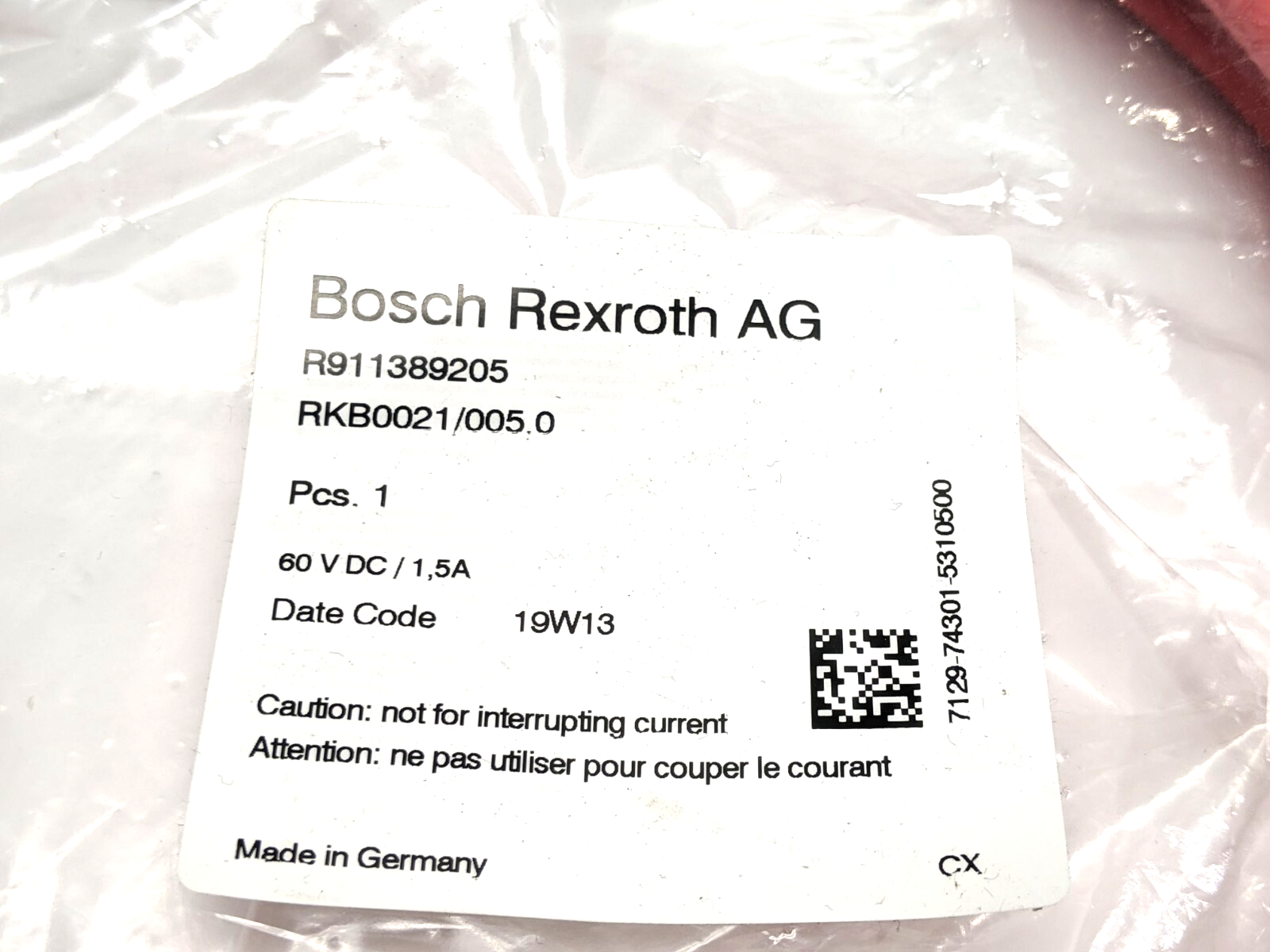 R911389205 | Bosch Rexroth Sercos III Bus Cable 4-Pin Straight RKB0021/005,0 - New – Open Box - Maverick Industrial Sales