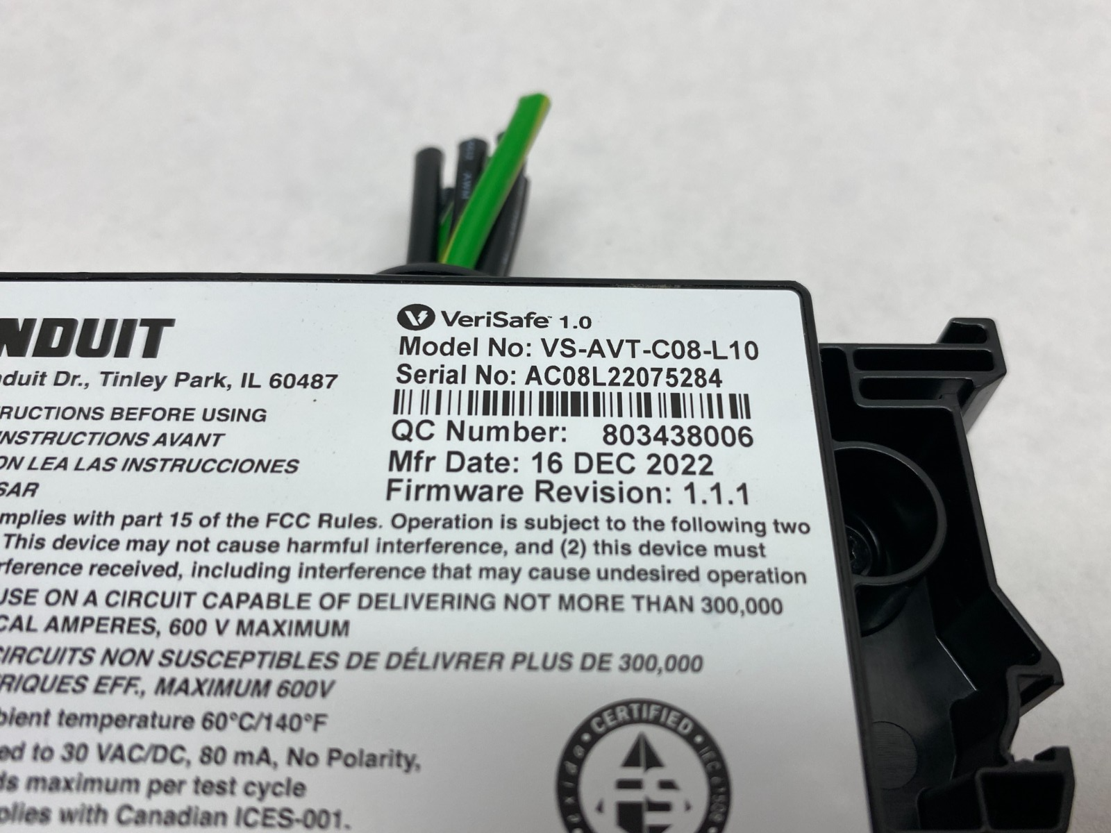 VS-AVT-C08-L10 | Panduit Verisafe Absence of Voltage Tester LEADS CUT - Used - Maverick Industrial Sales