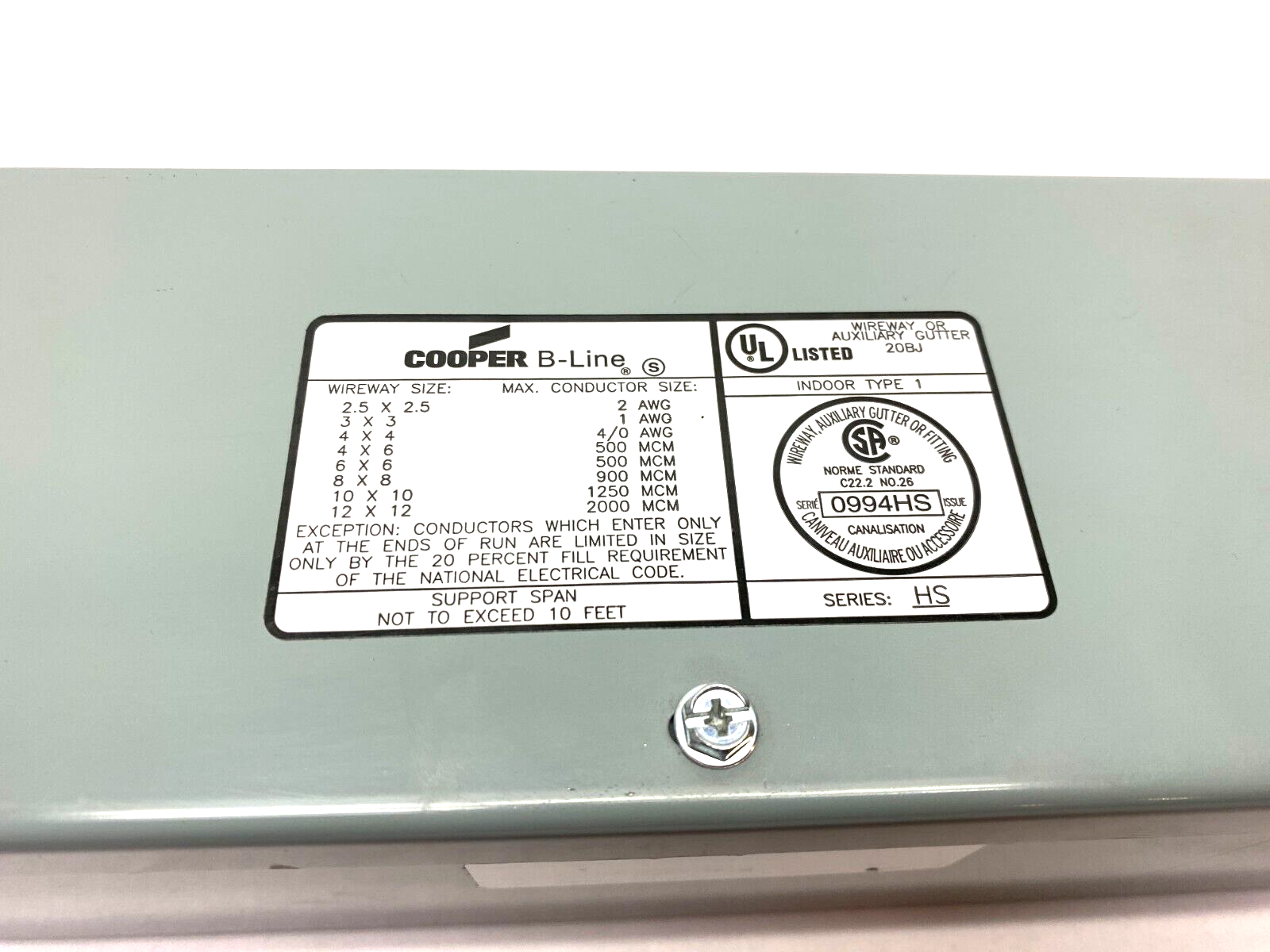 Cooper B-Line 4424HSNK Straight Lay-In Wireway Section 4" x 4" x 24" Gray - Maverick Industrial Sales
