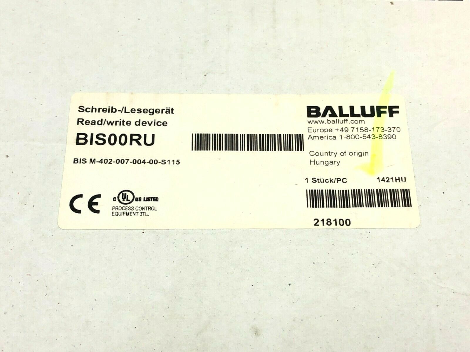 Balluff BIS M-402-007-004-00-S115 HF RFID Reader 13.56MHz w/ Antenna, BIS00RU - Maverick Industrial Sales