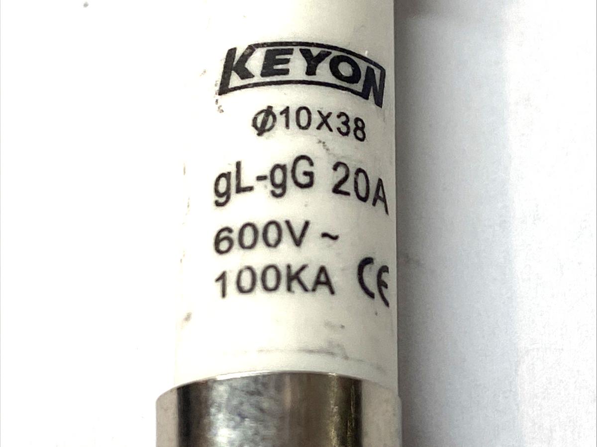 Keyon gL-gG 20A Industrial Fuse 38x10mm 600V LOT OF 3 - Maverick Industrial Sales